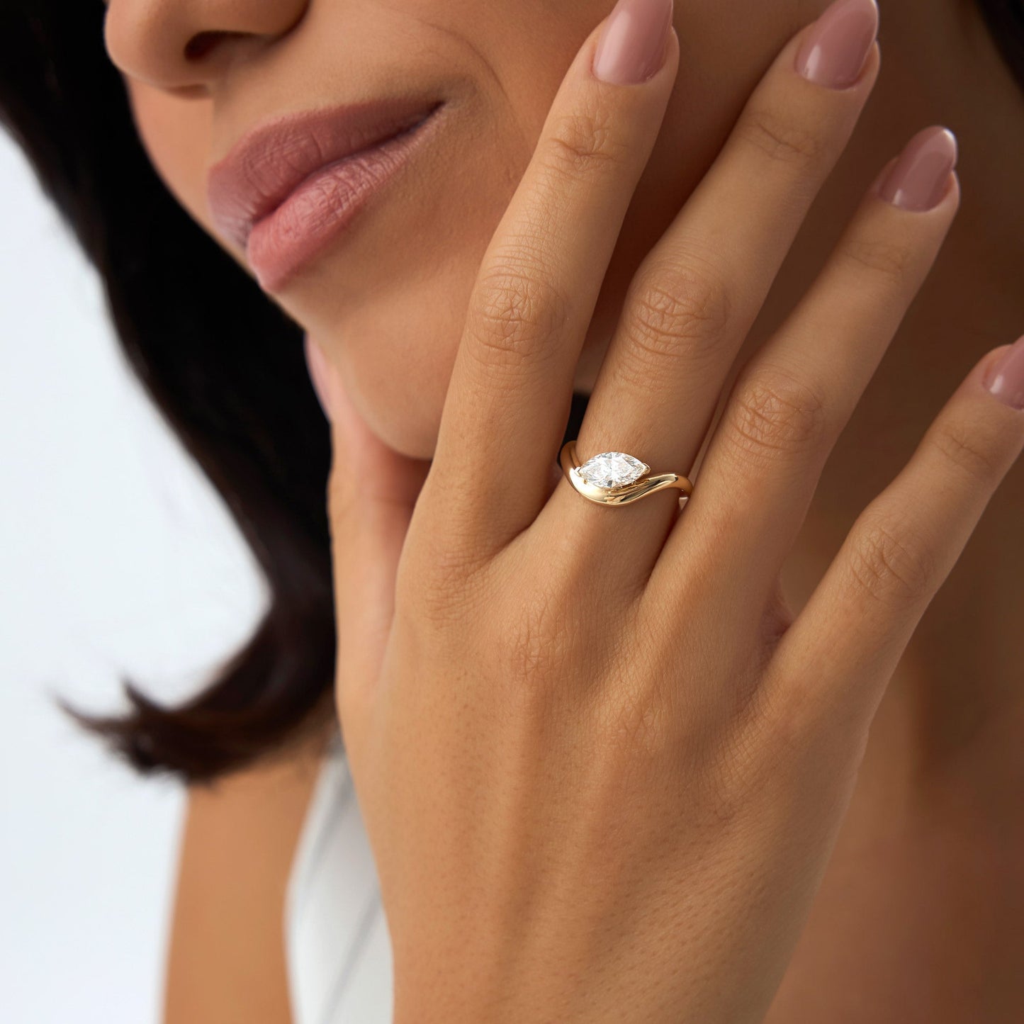 1.00 ctw 14k Marquise Shaped Sleek Design Lab Grown Engagement Ring - Rylee - Geum Jewels