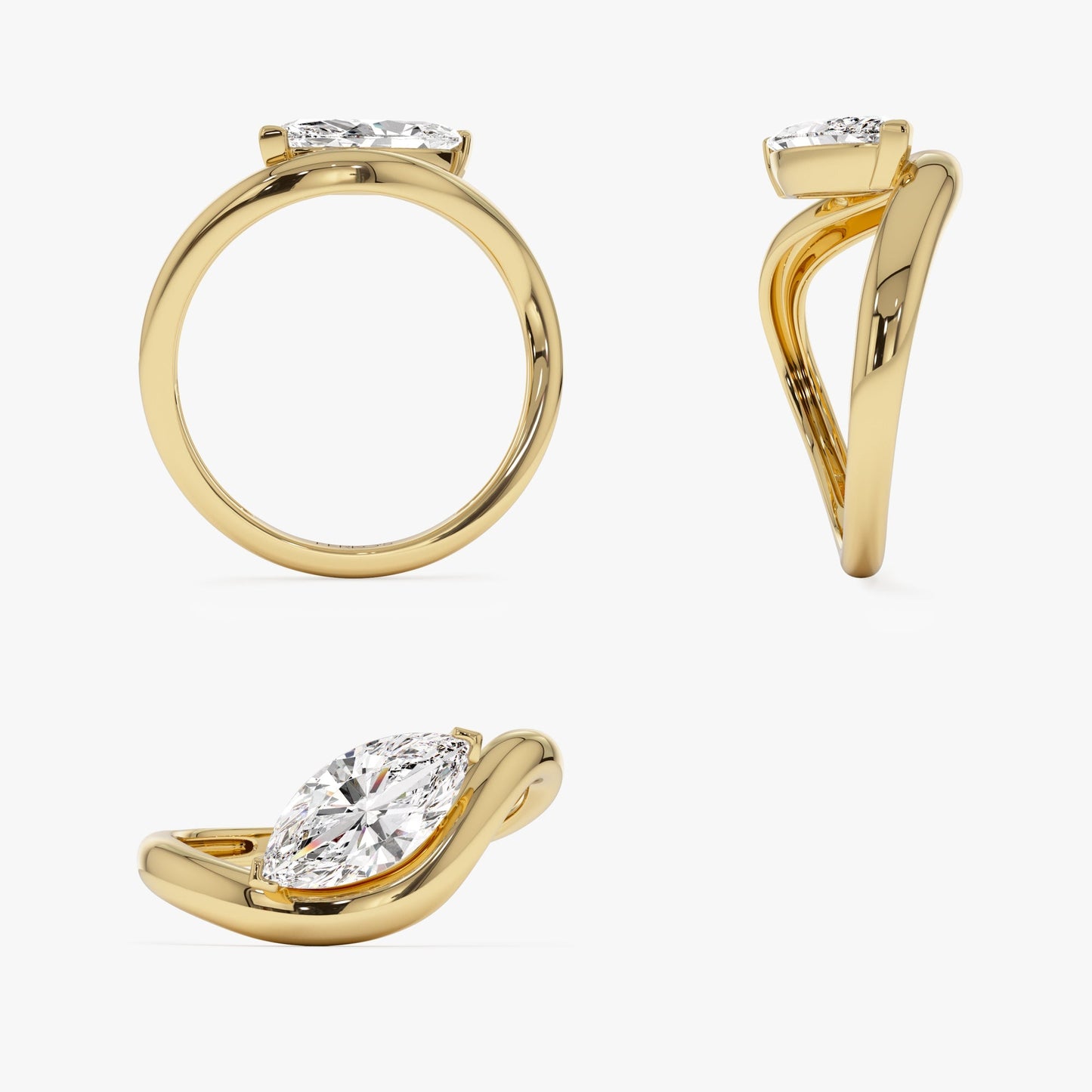1.00 ctw 14k Marquise Shaped Sleek Design Lab Grown Engagement Ring - Rylee - Geum Jewels