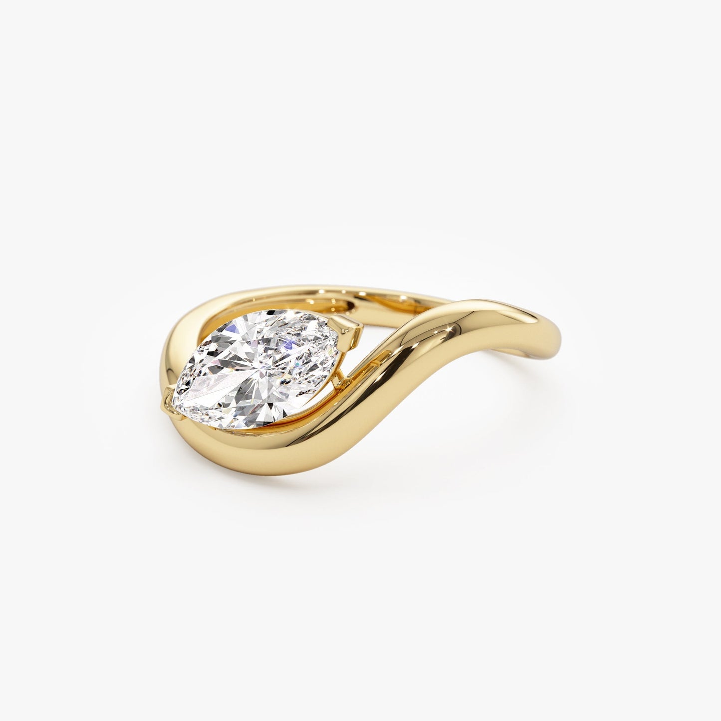 1.00 ctw 14k Marquise Shaped Sleek Design Lab Grown Engagement Ring - Rylee - Geum Jewels