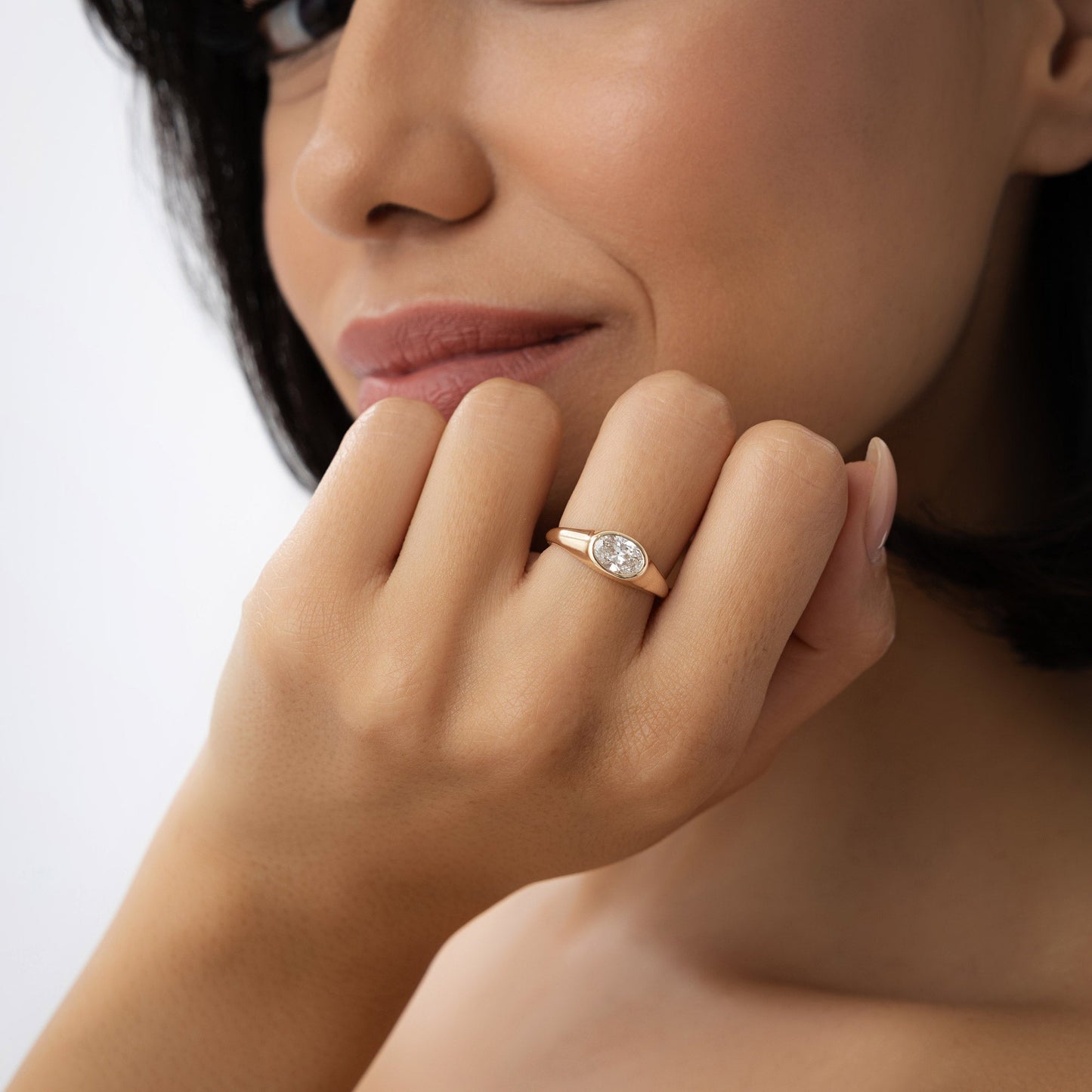 1.00 ctw 14k Oval Shape Lab Grown Diamond Ring - Amira - Geum Jewels