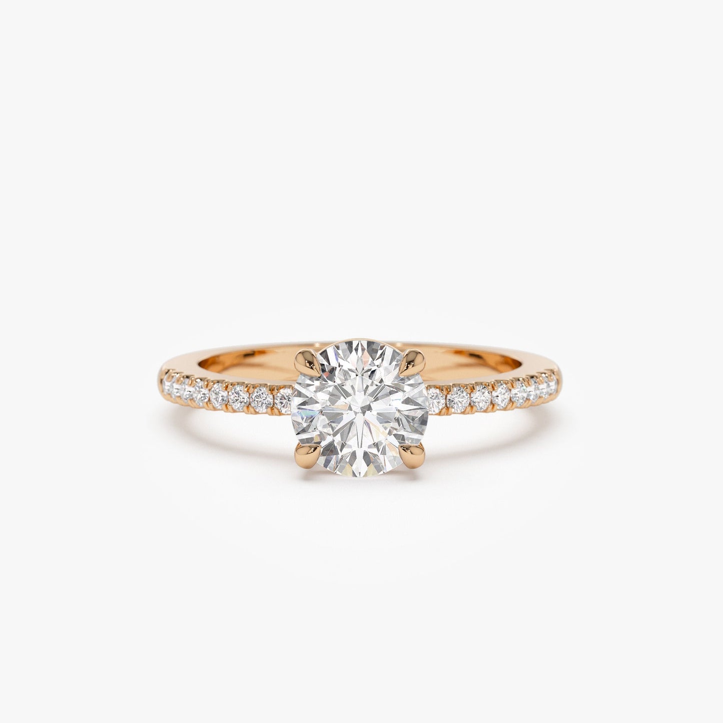 1.15 ctw 14k Classic Basket Setting Lab Grown Round Diamond Engagement Ring - Violet - Geum Jewels