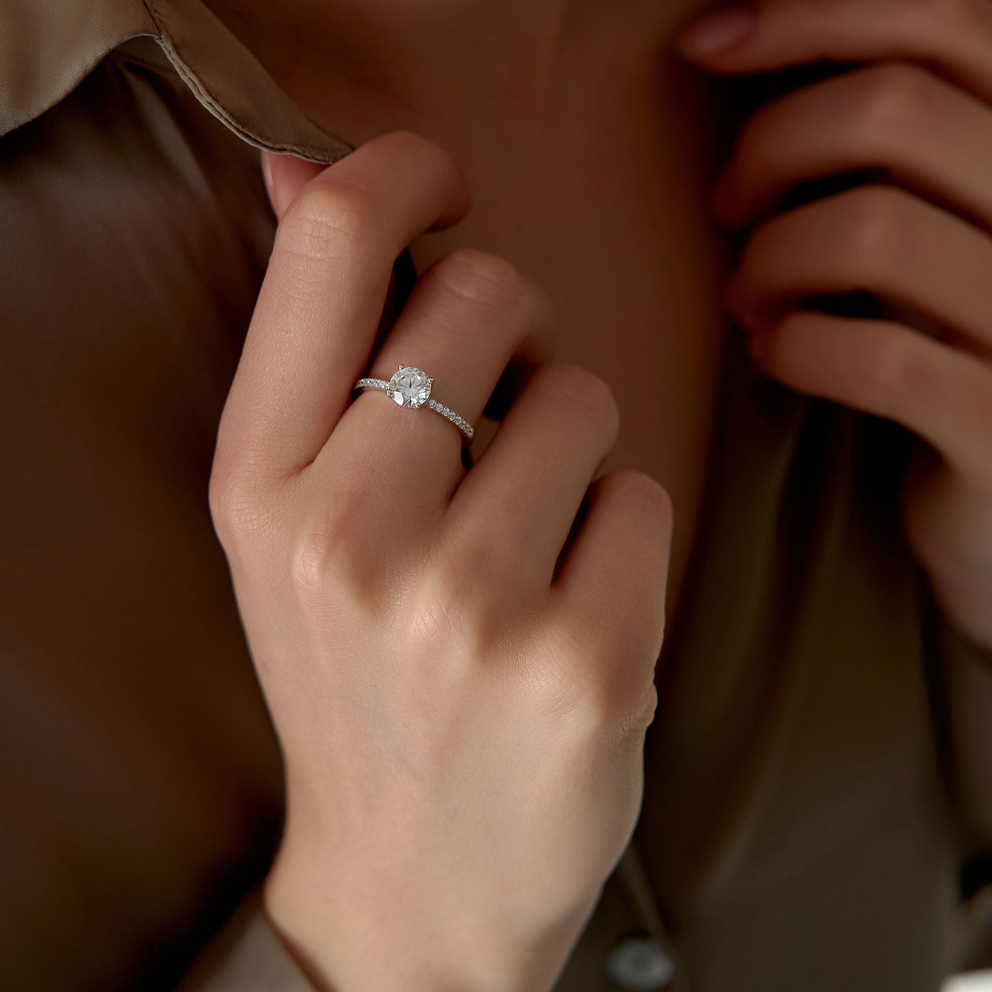 1.15 ctw 14k Classic Basket Setting Lab Grown Round Diamond Engagement Ring - Violet - Geum Jewels