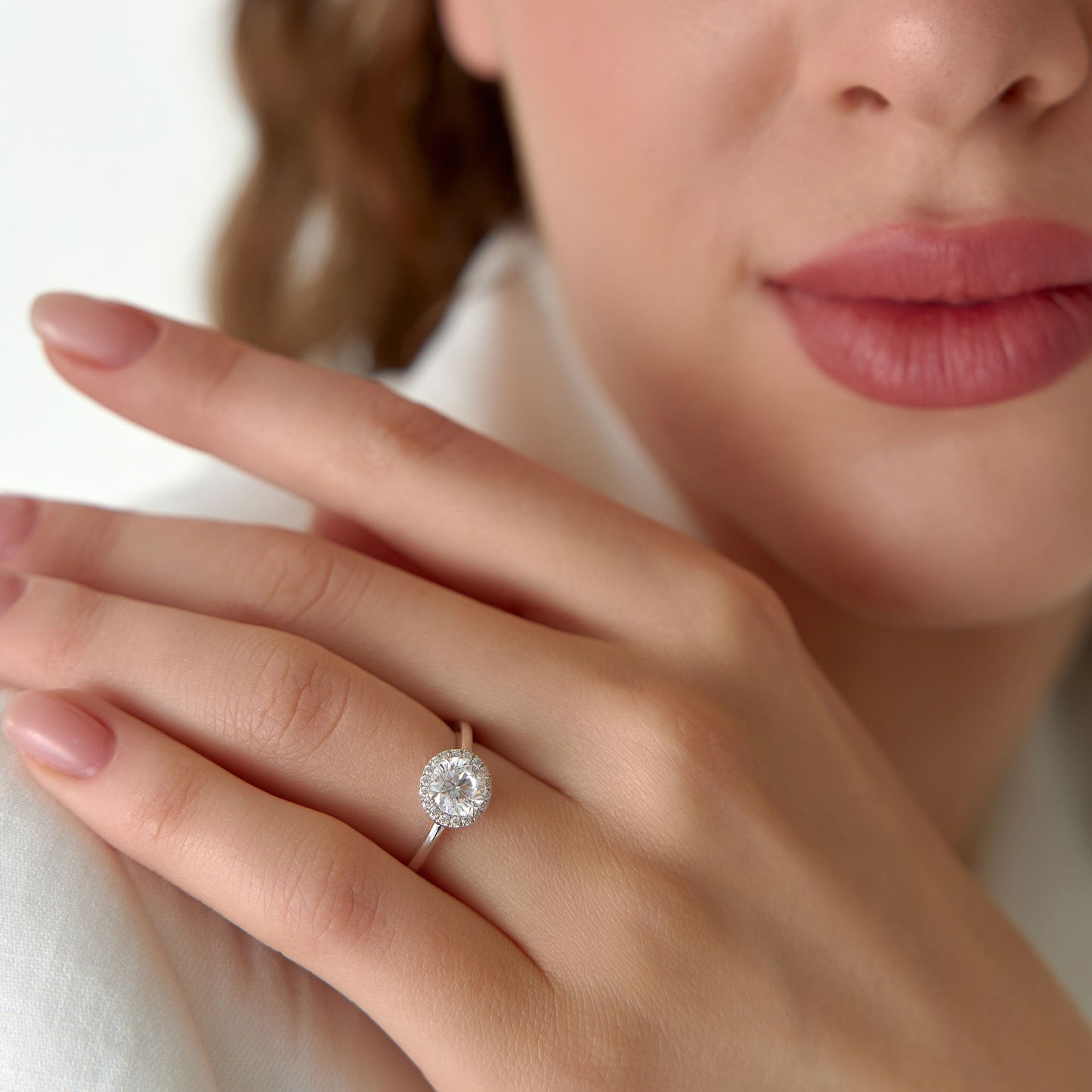 1.20 ctw 14k Halo Setting Round Lab Grown Diamond Engagement Ring - Vivien - Geum Jewels