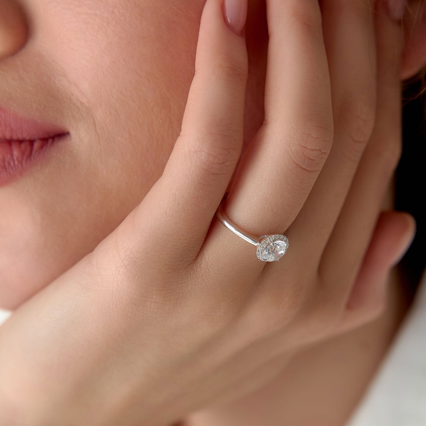 1.20 ctw 14k Halo Setting Round Lab Grown Diamond Engagement Ring - Vivien - Geum Jewels