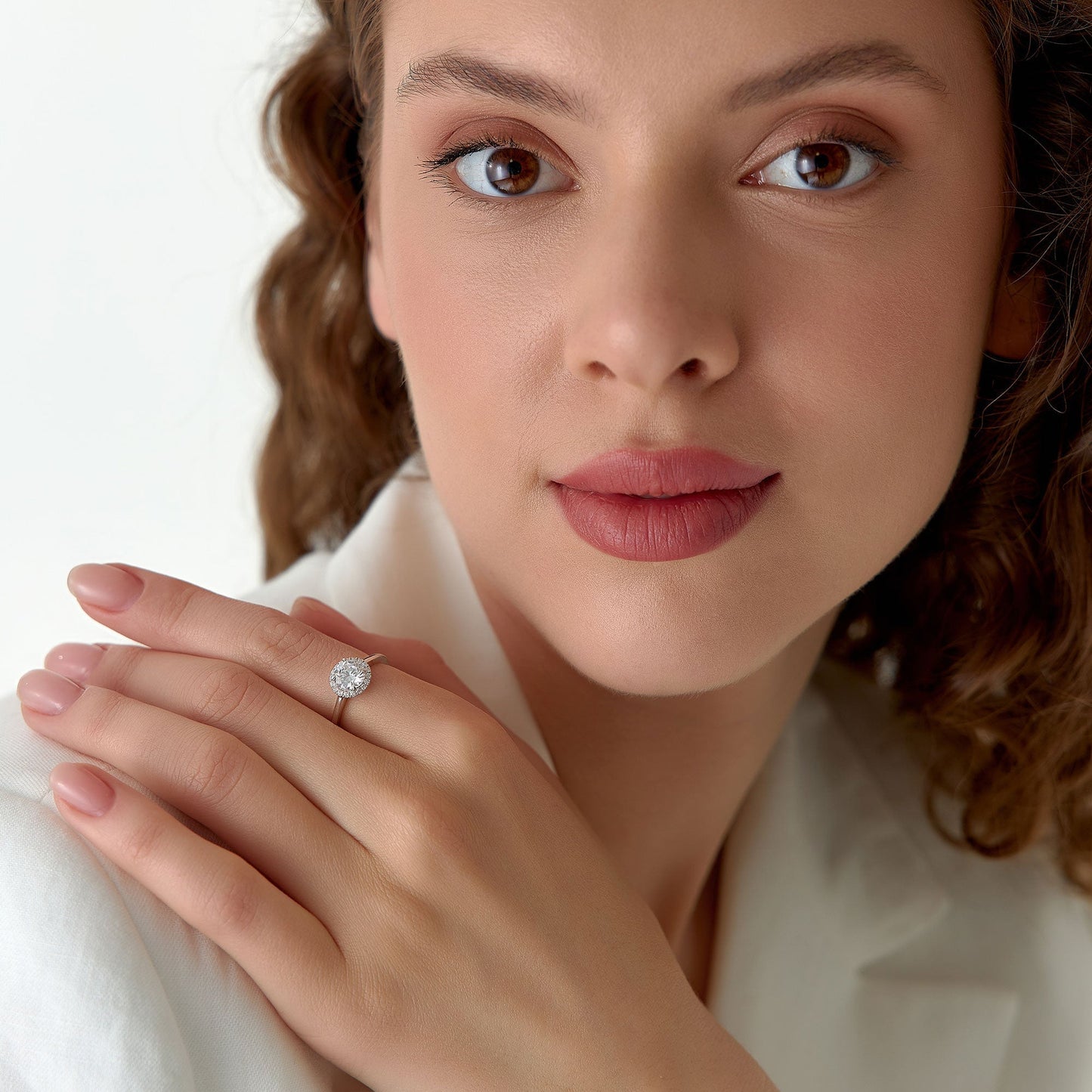 1.20 ctw 14k Halo Setting Round Lab Grown Diamond Engagement Ring - Vivien - Geum Jewels