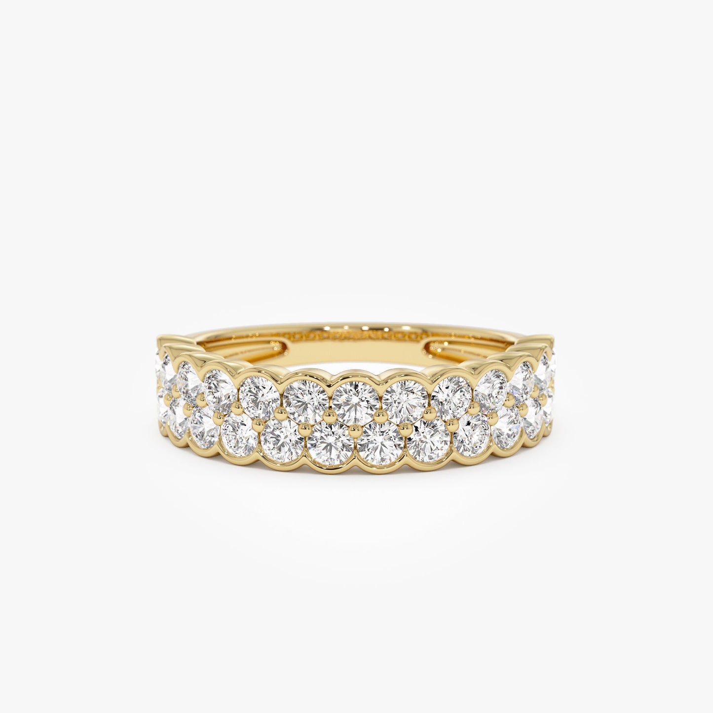 1.25 ctw 14k Double Row Half Bezel Lab Grown Diamond Ring - Sadie - Geum Jewels