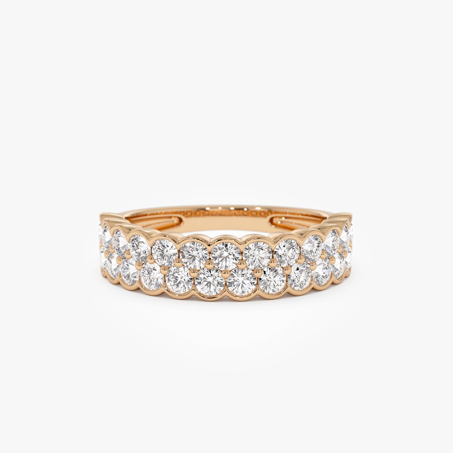 1.25 ctw 14k Double Row Half Bezel Lab Grown Diamond Ring - Sadie - Geum Jewels