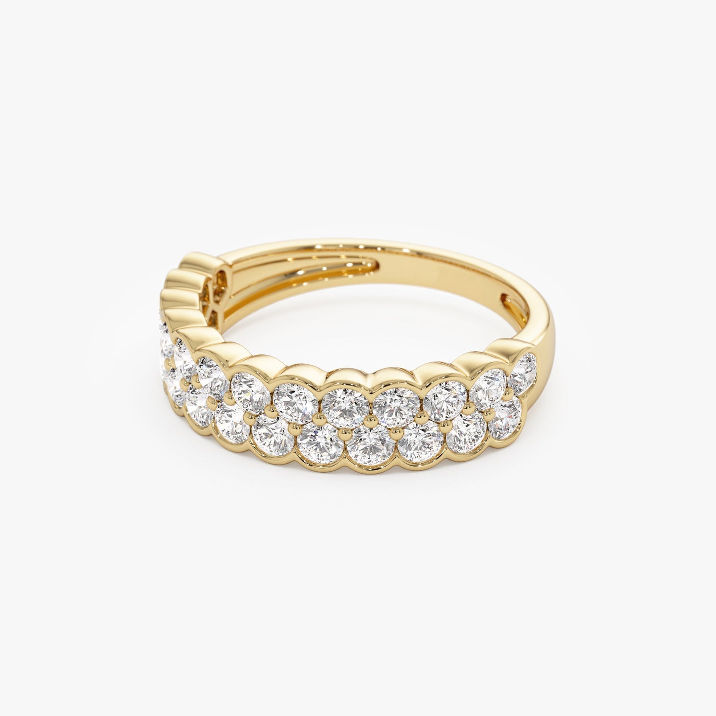 1.25 ctw 14k Double Row Half Bezel Lab Grown Diamond Ring - Sadie - Geum Jewels