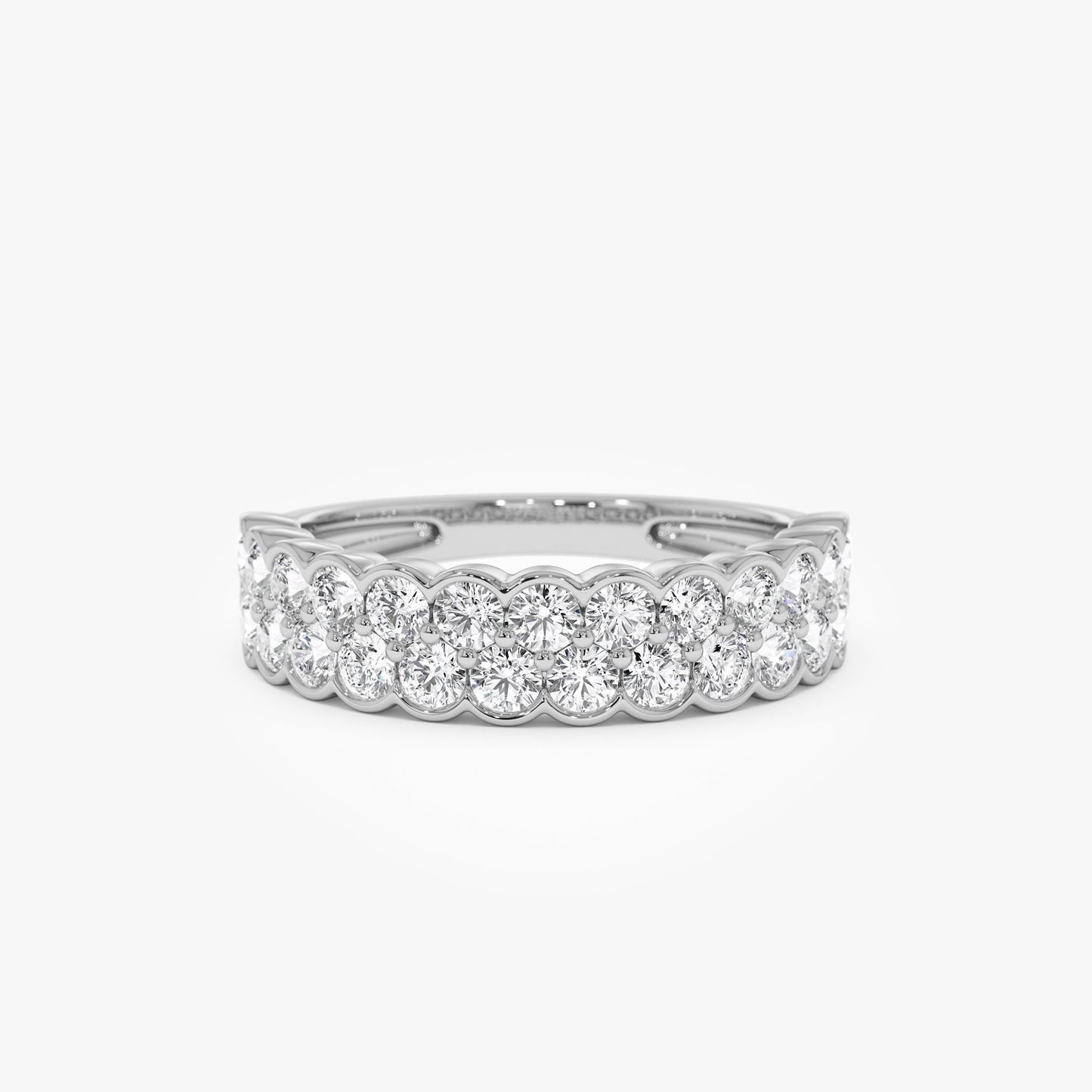 1.25 ctw 14k Double Row Half Bezel Lab Grown Diamond Ring - Sadie - Geum Jewels