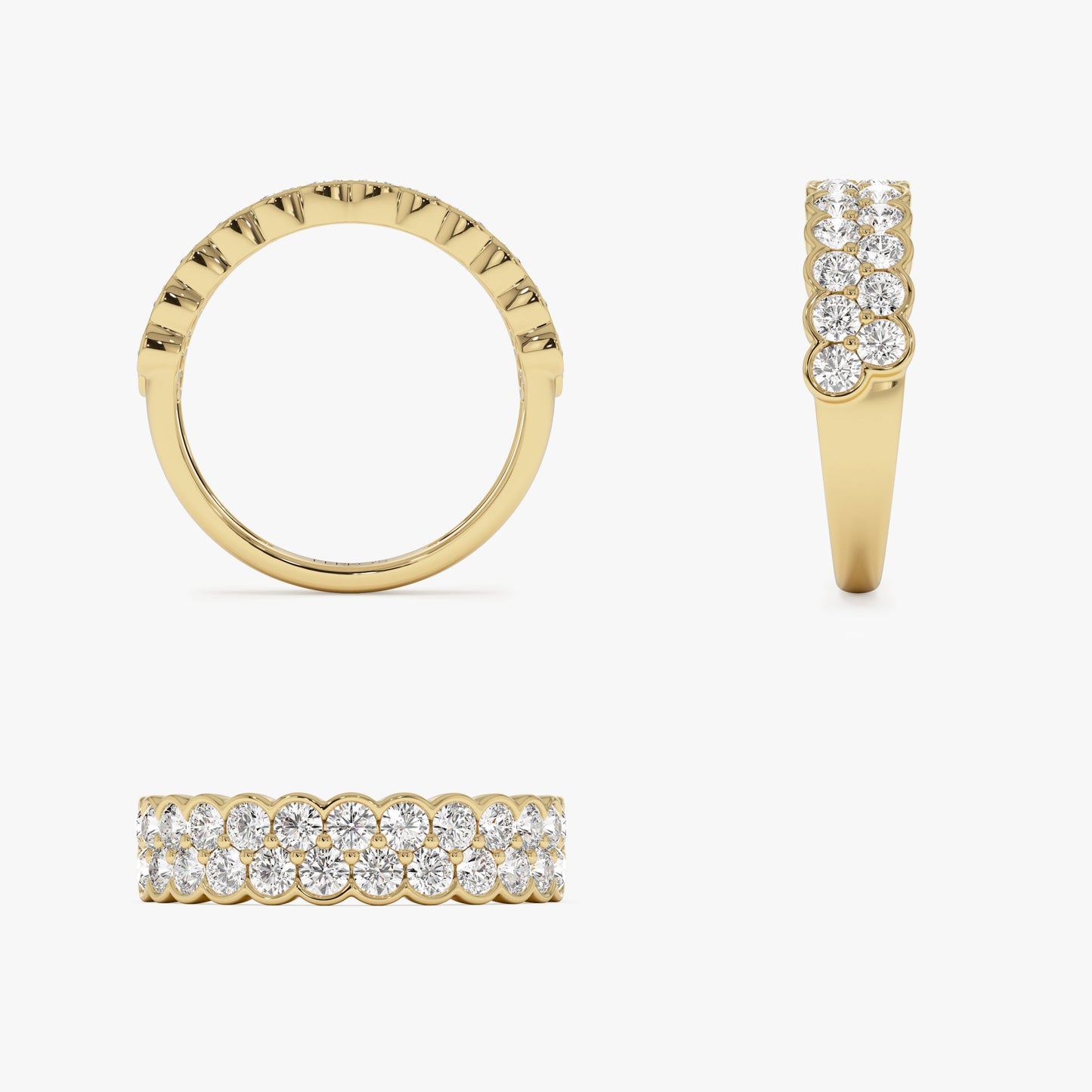 1.25 ctw 14k Double Row Half Bezel Lab Grown Diamond Ring - Sadie - Geum Jewels