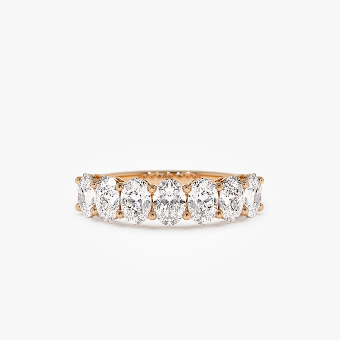 1.25 ctw 14k Prong Setting Seven Stone Oval Cut Lab Grown Diamond Wedding Ring - Marie - Geum Jewels