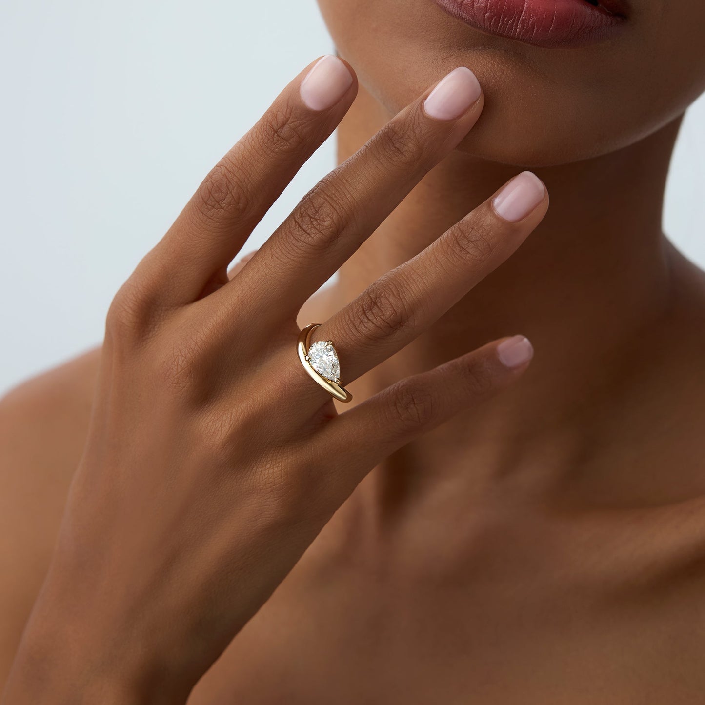1.55 ctw 14k Lab Grown Pear Shaped Wave Diamond Engagement Ring - Sophie - Geum Jewels
