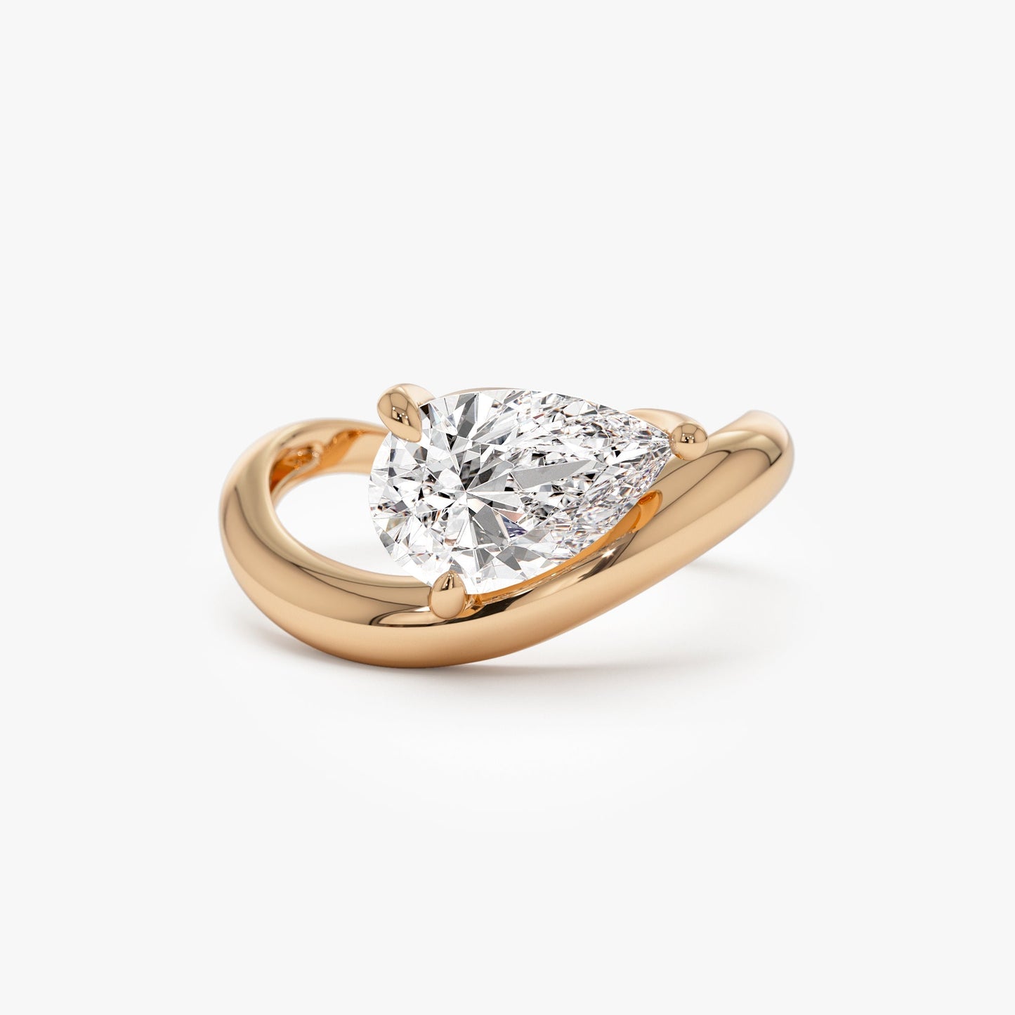 1.55 ctw 14k Lab Grown Pear Shaped Wave Diamond Engagement Ring - Sophie - Geum Jewels