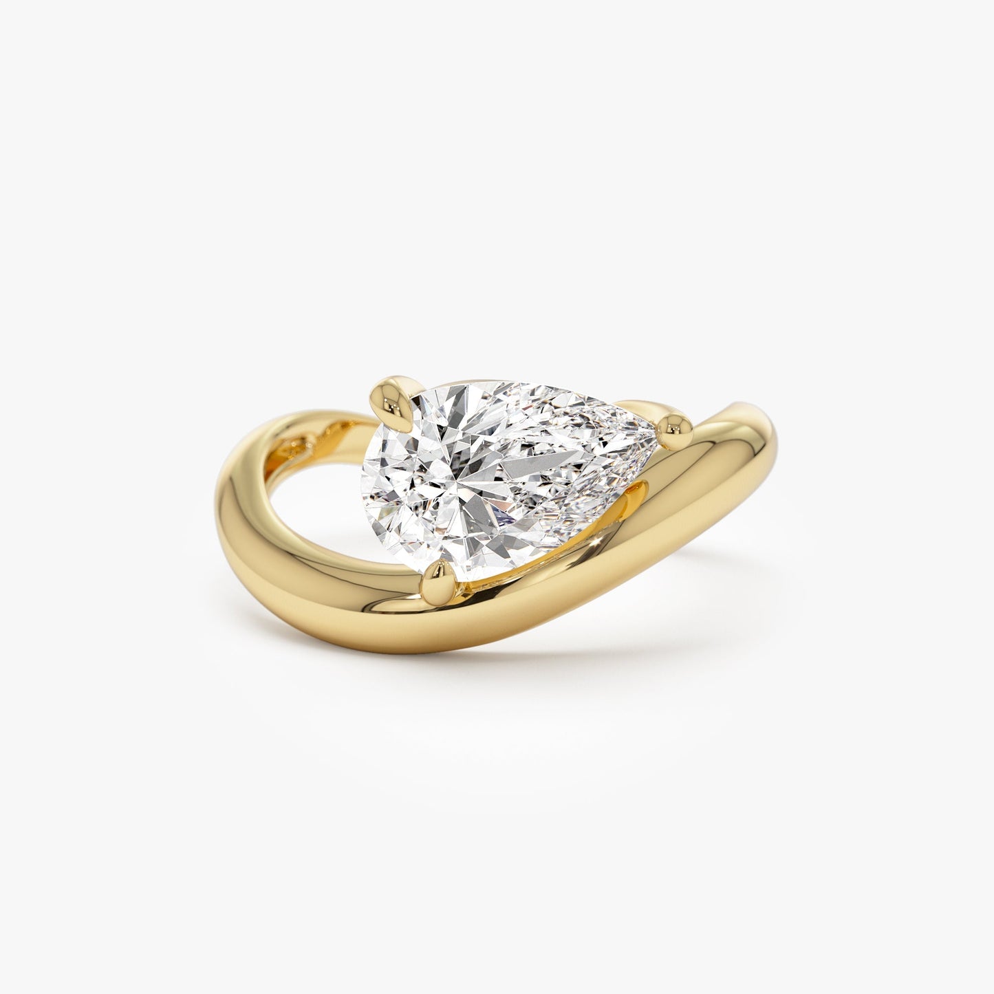 1.55 ctw 14k Lab Grown Pear Shaped Wave Diamond Engagement Ring - Sophie - Geum Jewels