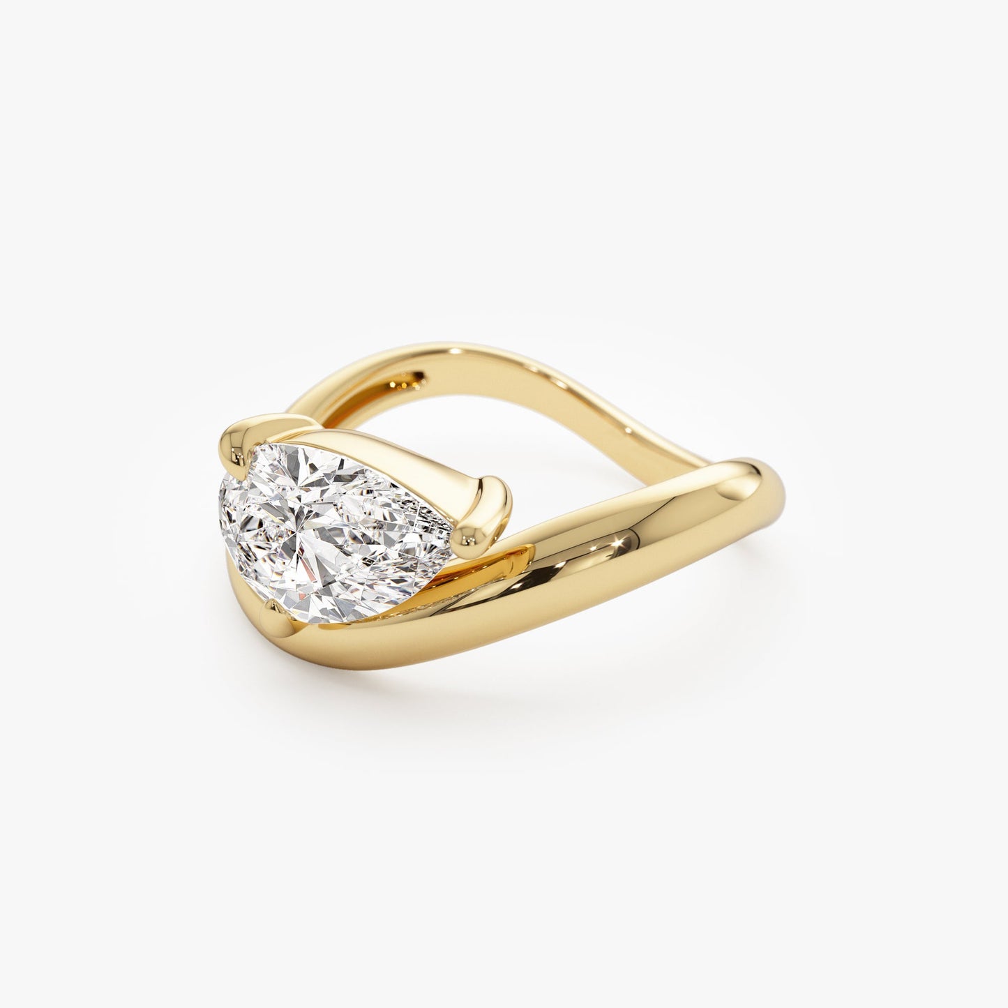 1.55 ctw 14k Lab Grown Pear Shaped Wave Diamond Engagement Ring - Sophie - Geum Jewels