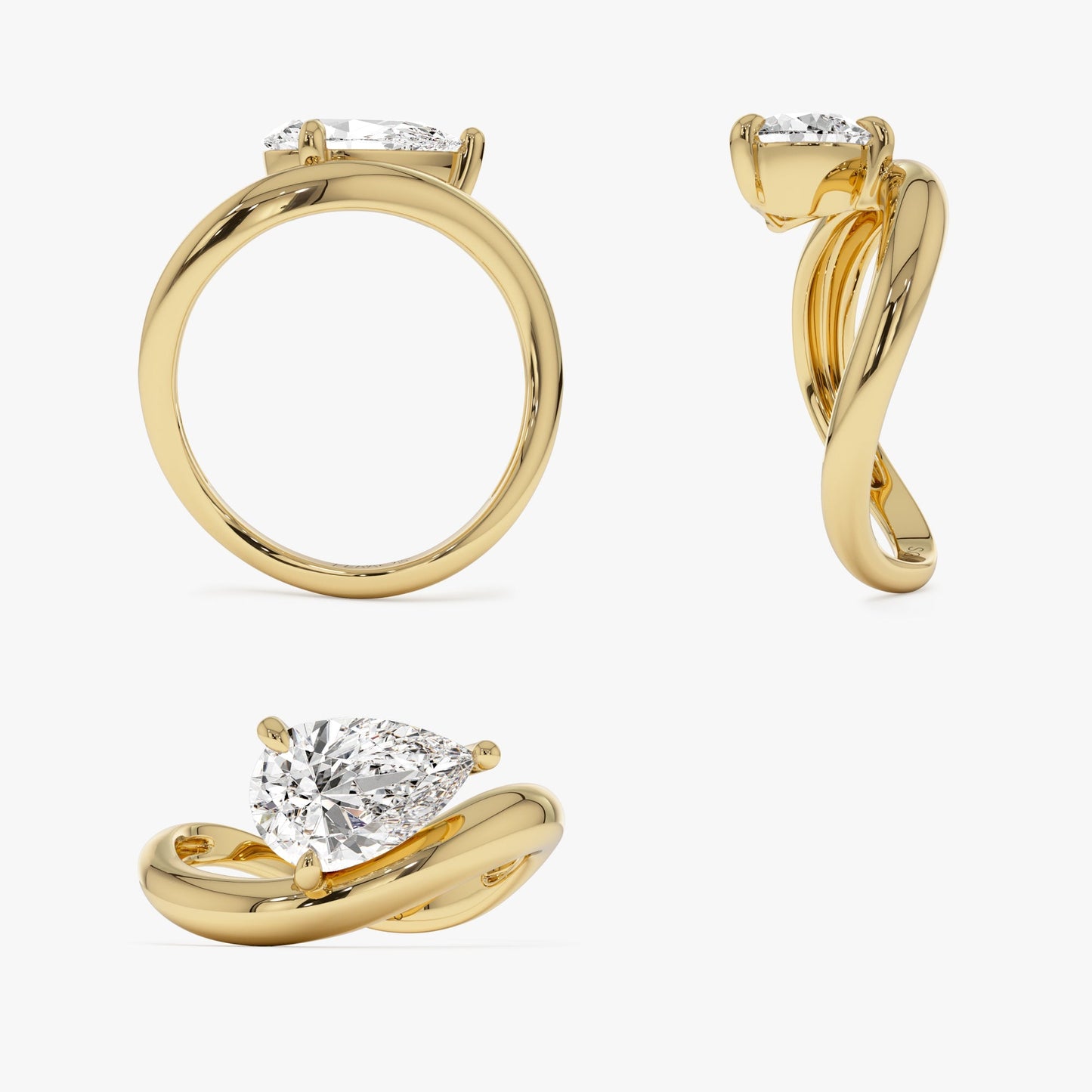 1.55 ctw 14k Lab Grown Pear Shaped Wave Diamond Engagement Ring - Sophie - Geum Jewels