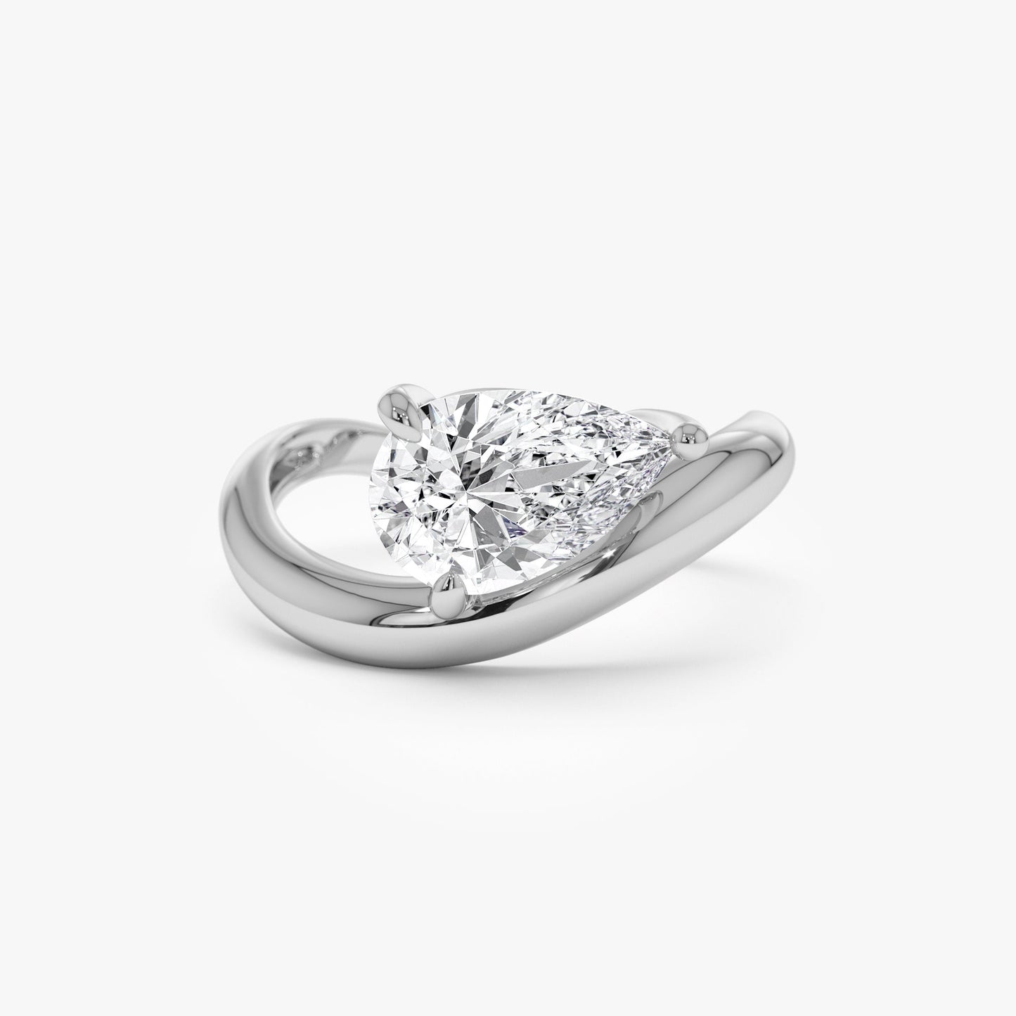 1.55 ctw 14k Lab Grown Pear Shaped Wave Diamond Engagement Ring - Sophie - Geum Jewels