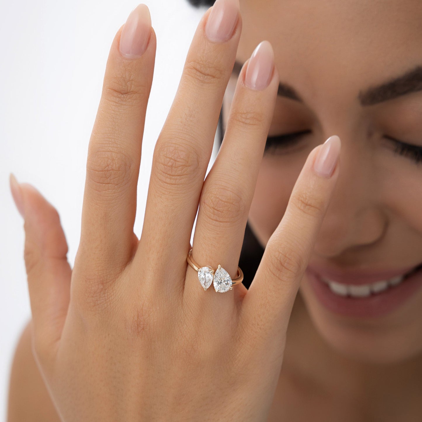 2.05 ctw 14k Toi et Moi Pear Shaped Lab Grown Diamond Ring - Ayla - Geum Jewels