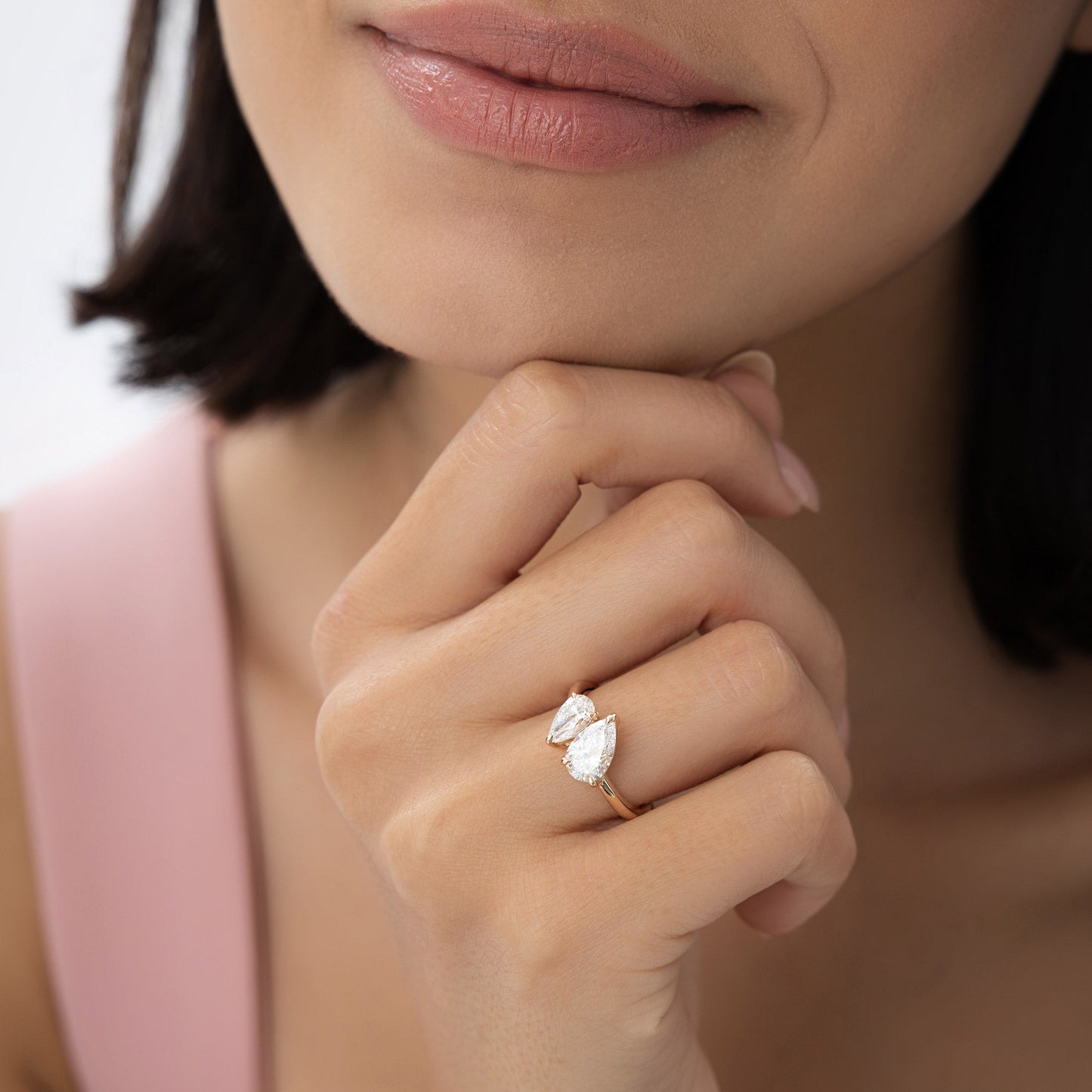 2.05 ctw 14k Toi et Moi Pear Shaped Lab Grown Diamond Ring - Ayla - Geum Jewels