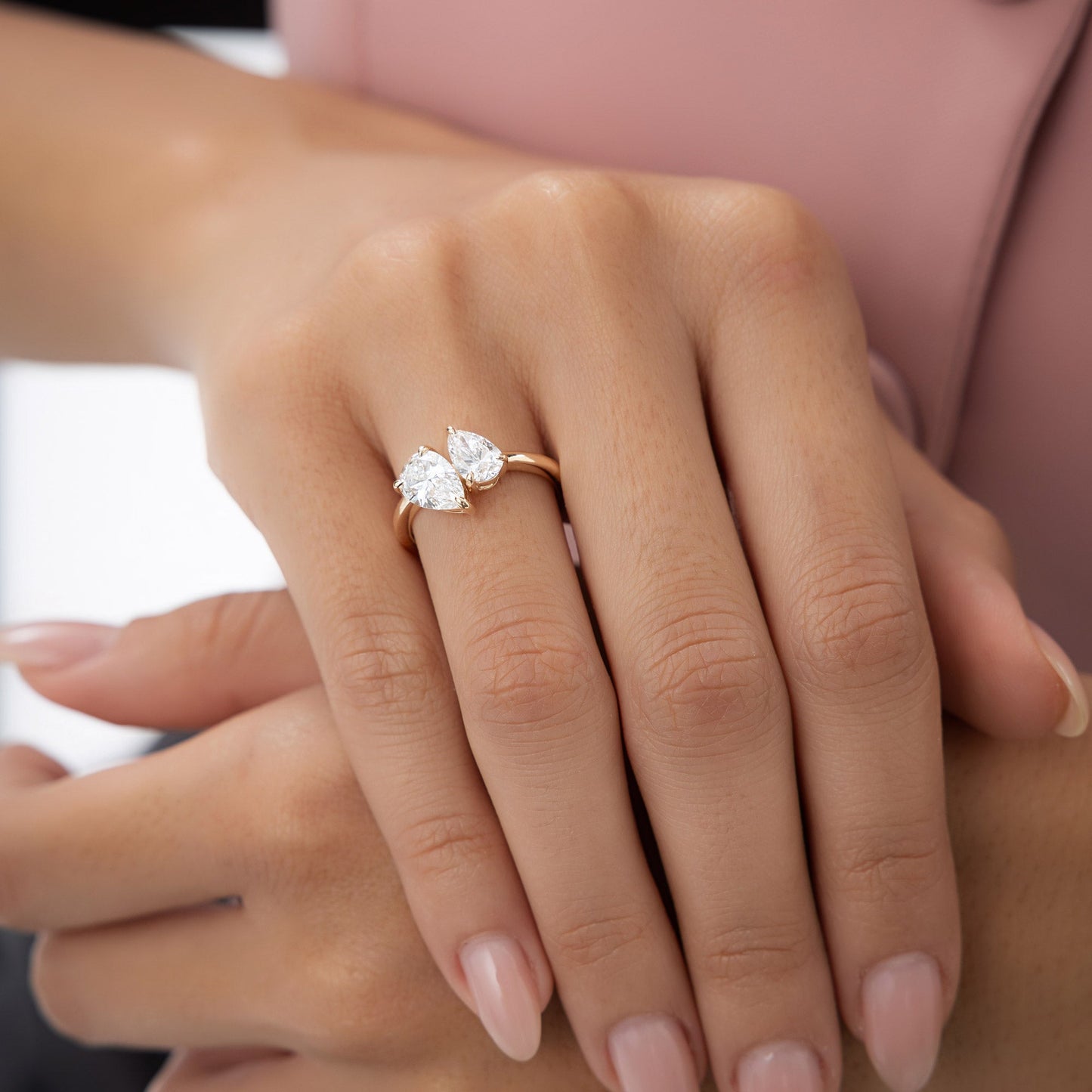 2.05 ctw 14k Toi et Moi Pear Shaped Lab Grown Diamond Ring - Ayla - Geum Jewels