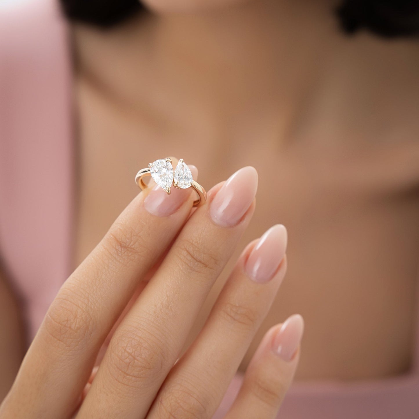 2.05 ctw 14k Toi et Moi Pear Shaped Lab Grown Diamond Ring - Ayla - Geum Jewels