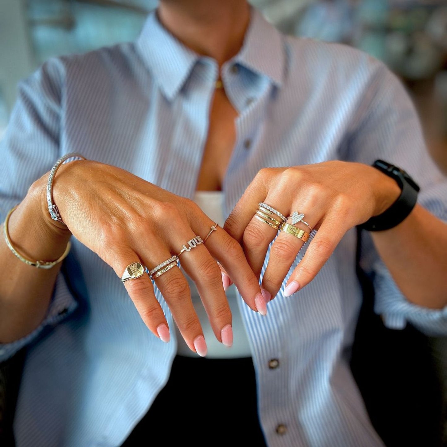 yellow gold initial signet ring