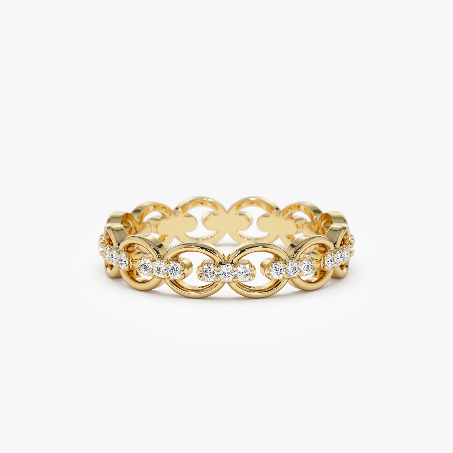 14k Gold Full Eternity Diamond Link Ring - Geum Jewels