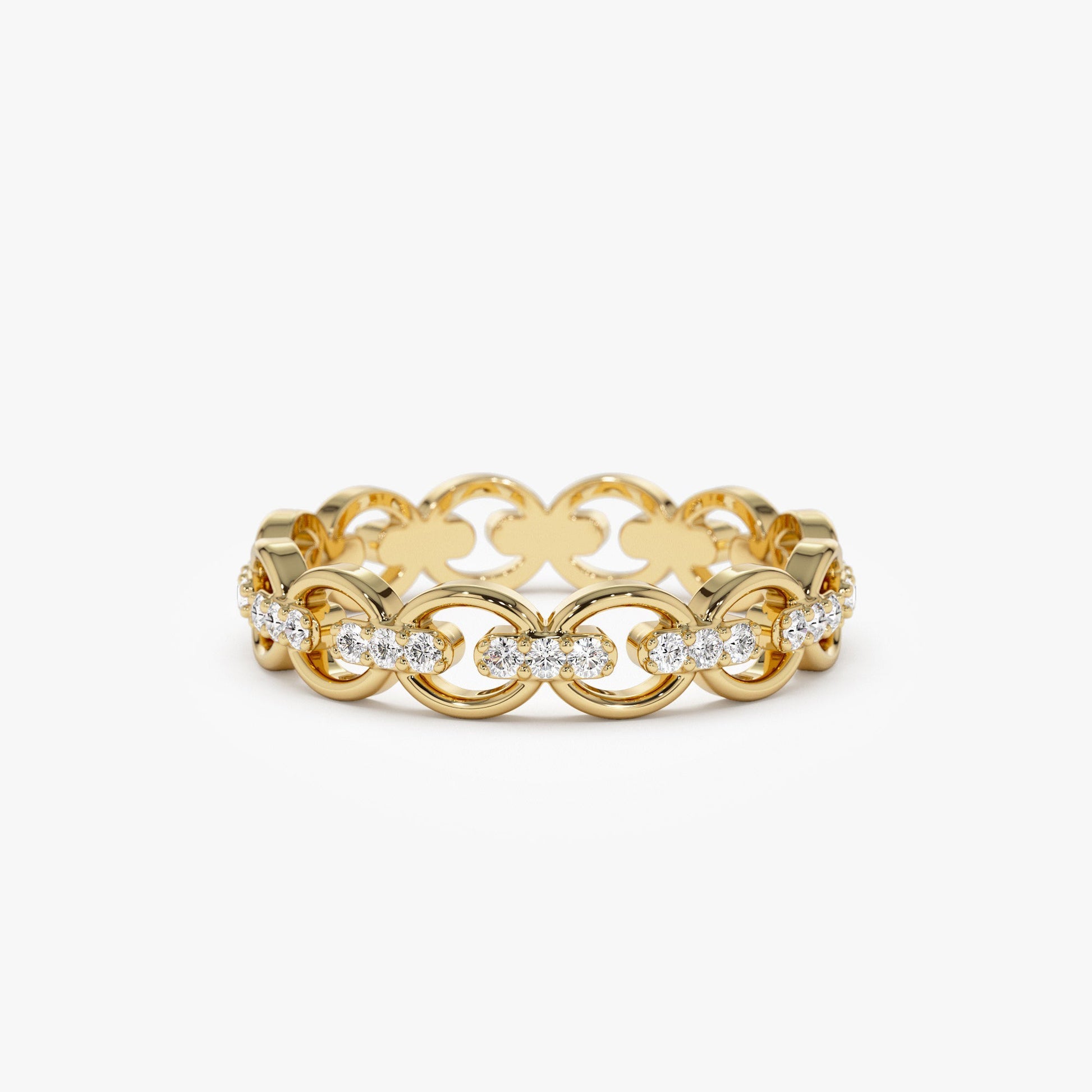 14k Gold Full Eternity Diamond Link Ring - Geum Jewels