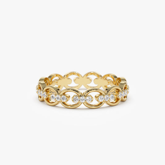 14k Gold Full Eternity Diamond Link Ring - Geum Jewels