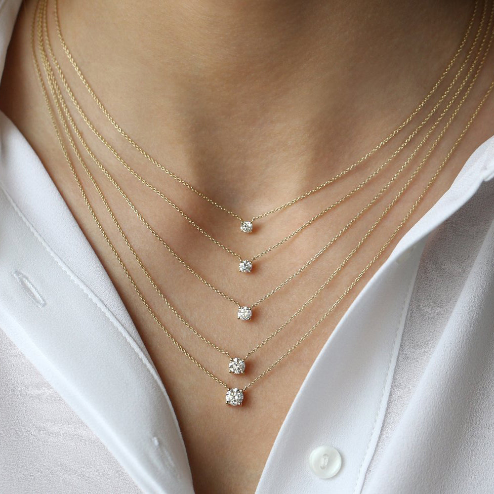 14K 0.20-0.50 ctw Prong Setting Diamond Solitaire Necklace