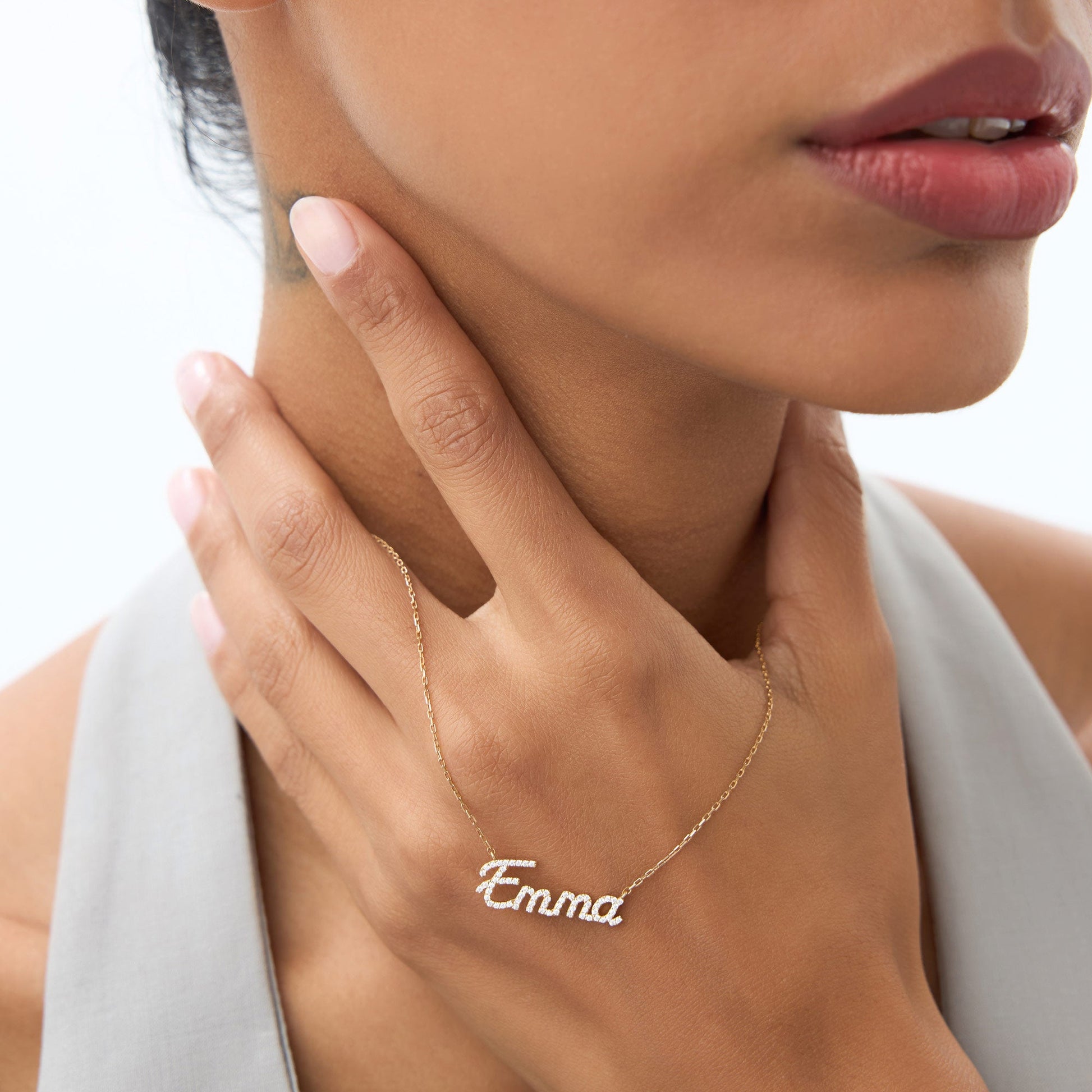 14k Personalized Diamond Name Necklace