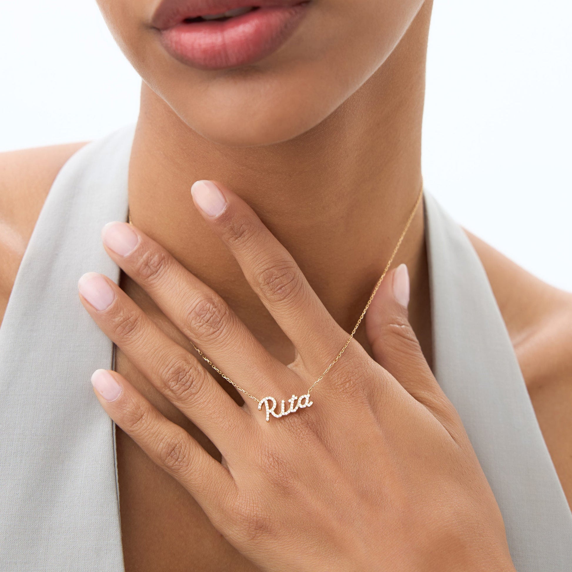 14k Personalized Diamond Name Necklace