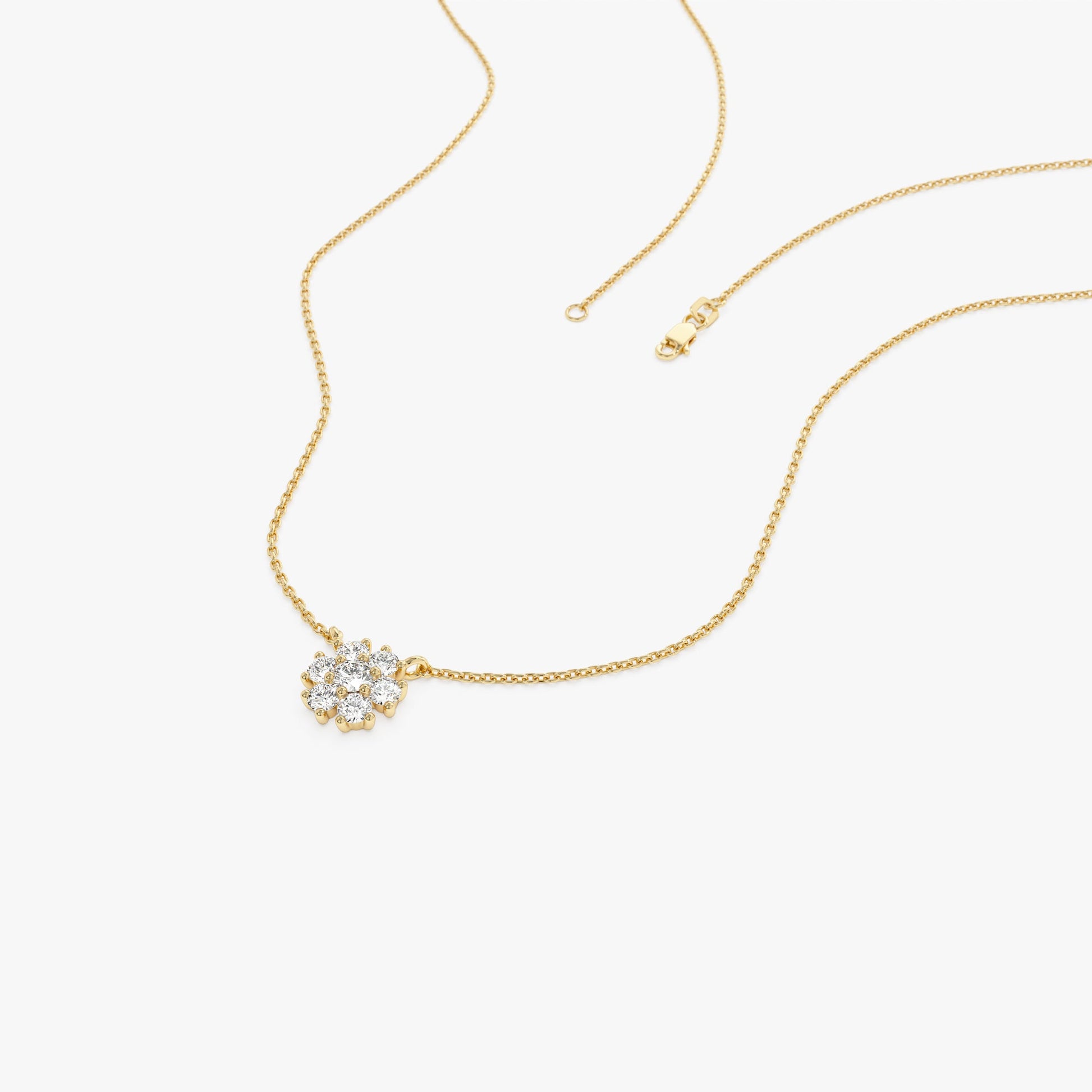 14k Cluster Flower Diamond Necklace