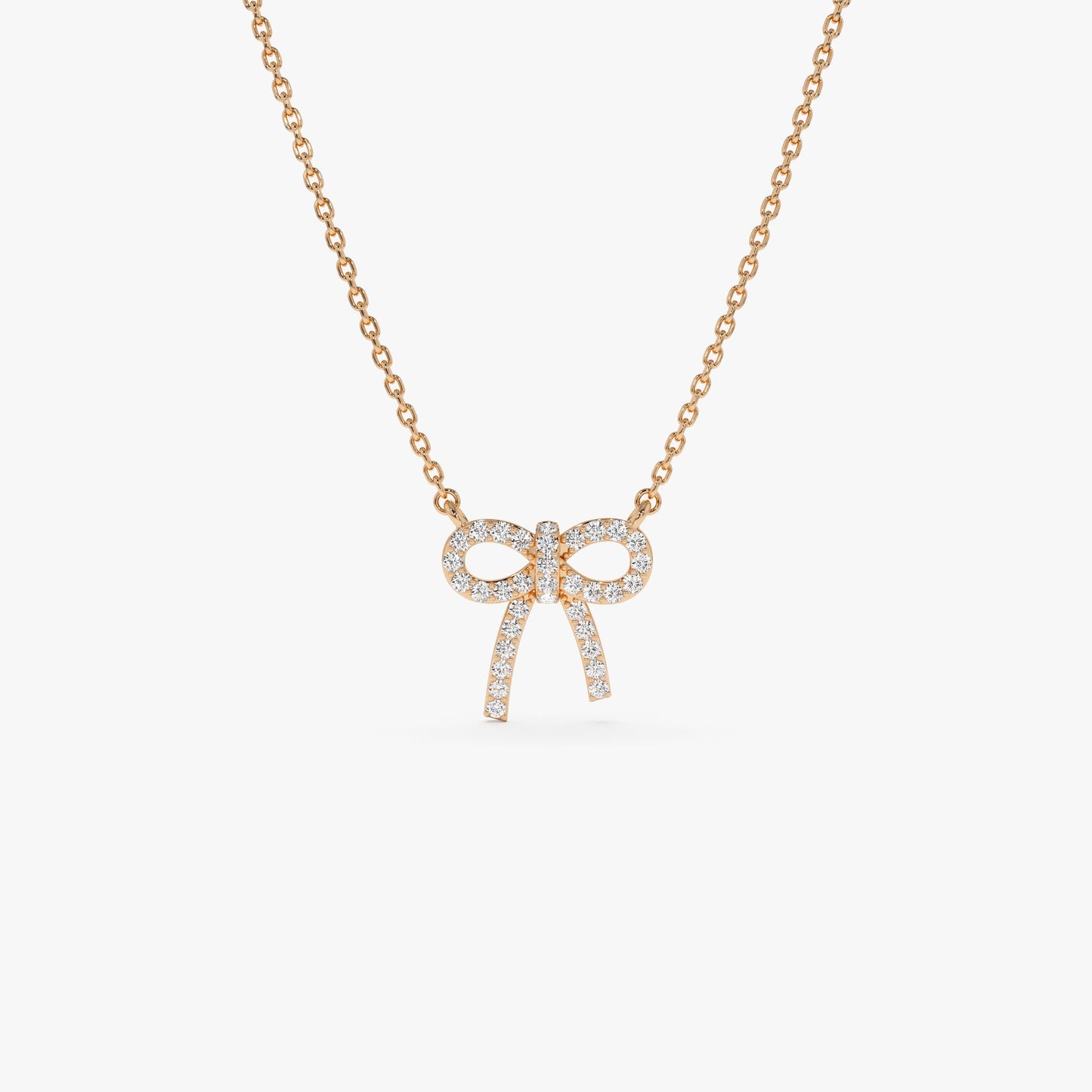 14k Diamond Bow Necklace