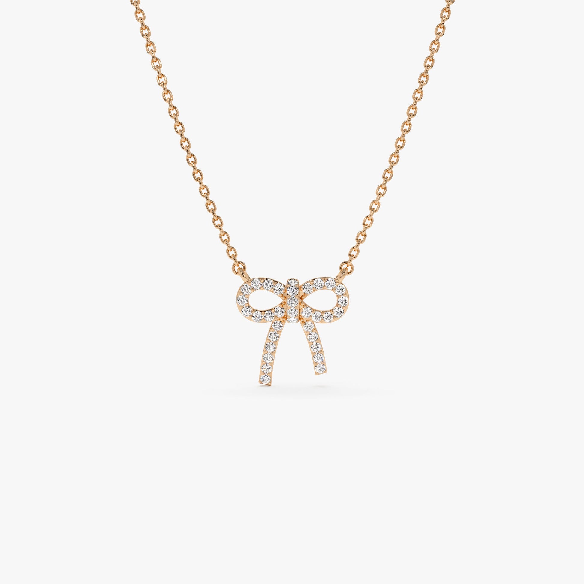 14k Diamond Bow Necklace