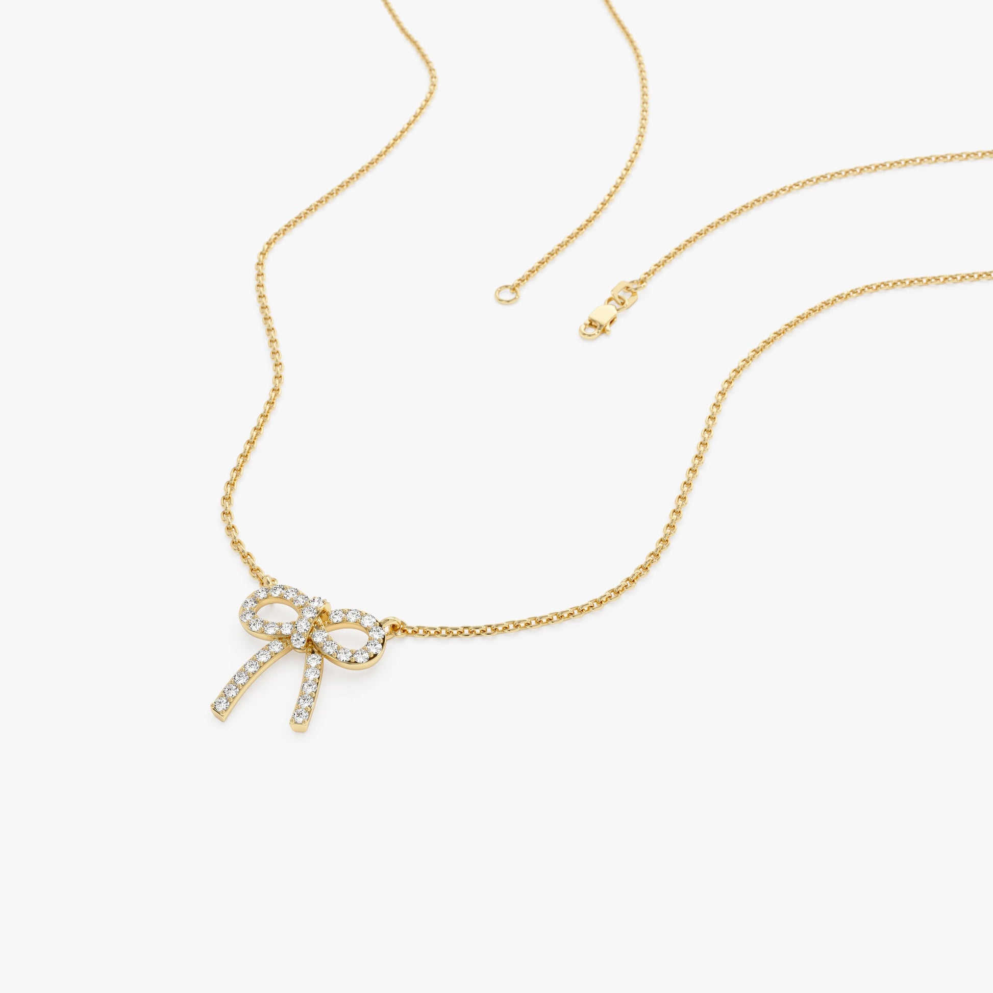 14k Diamond Bow Necklace