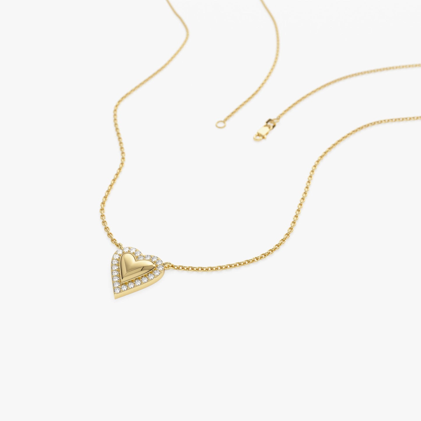 14K Diamond Puffed Heart Love Necklace