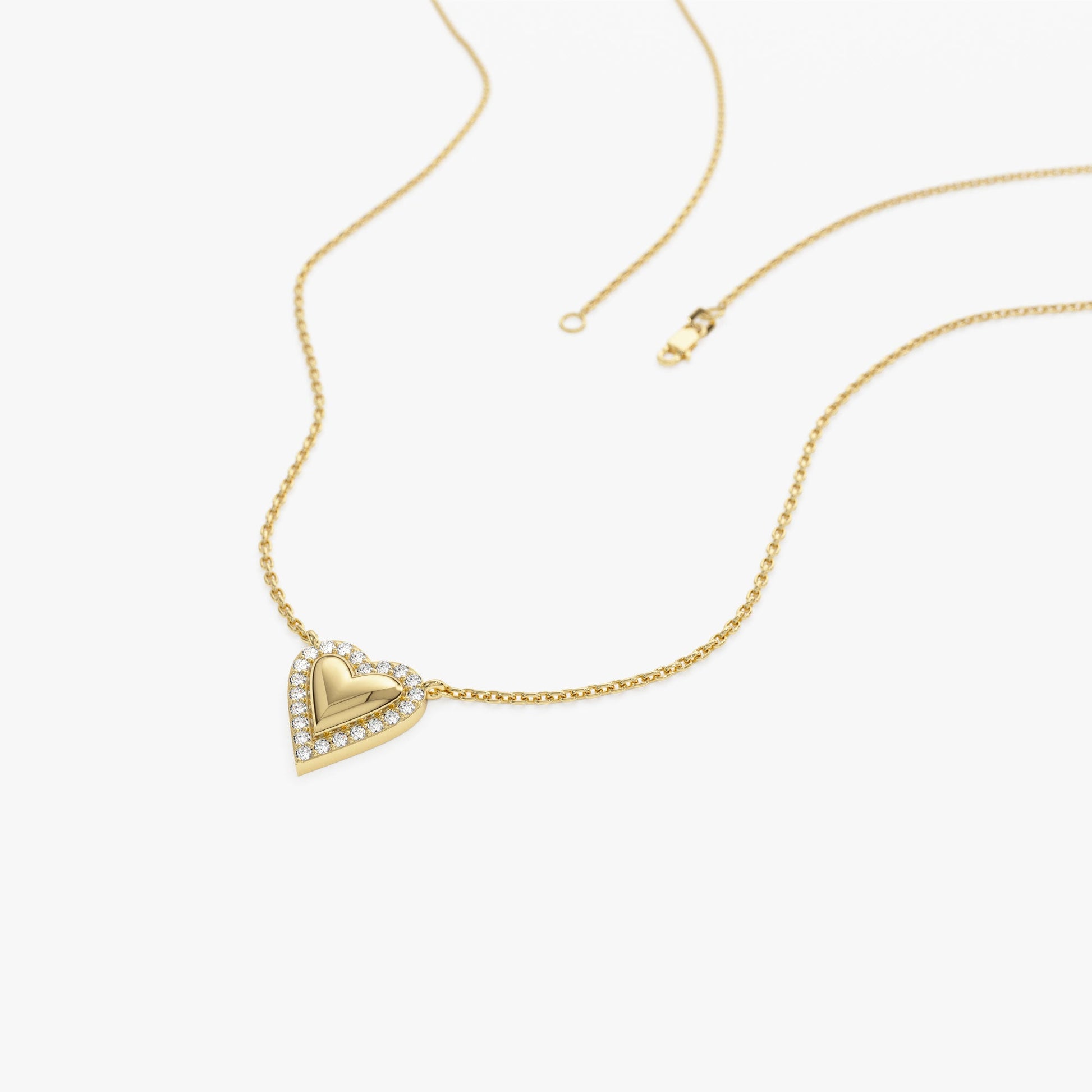 14K Diamond Puffed Heart Love Necklace