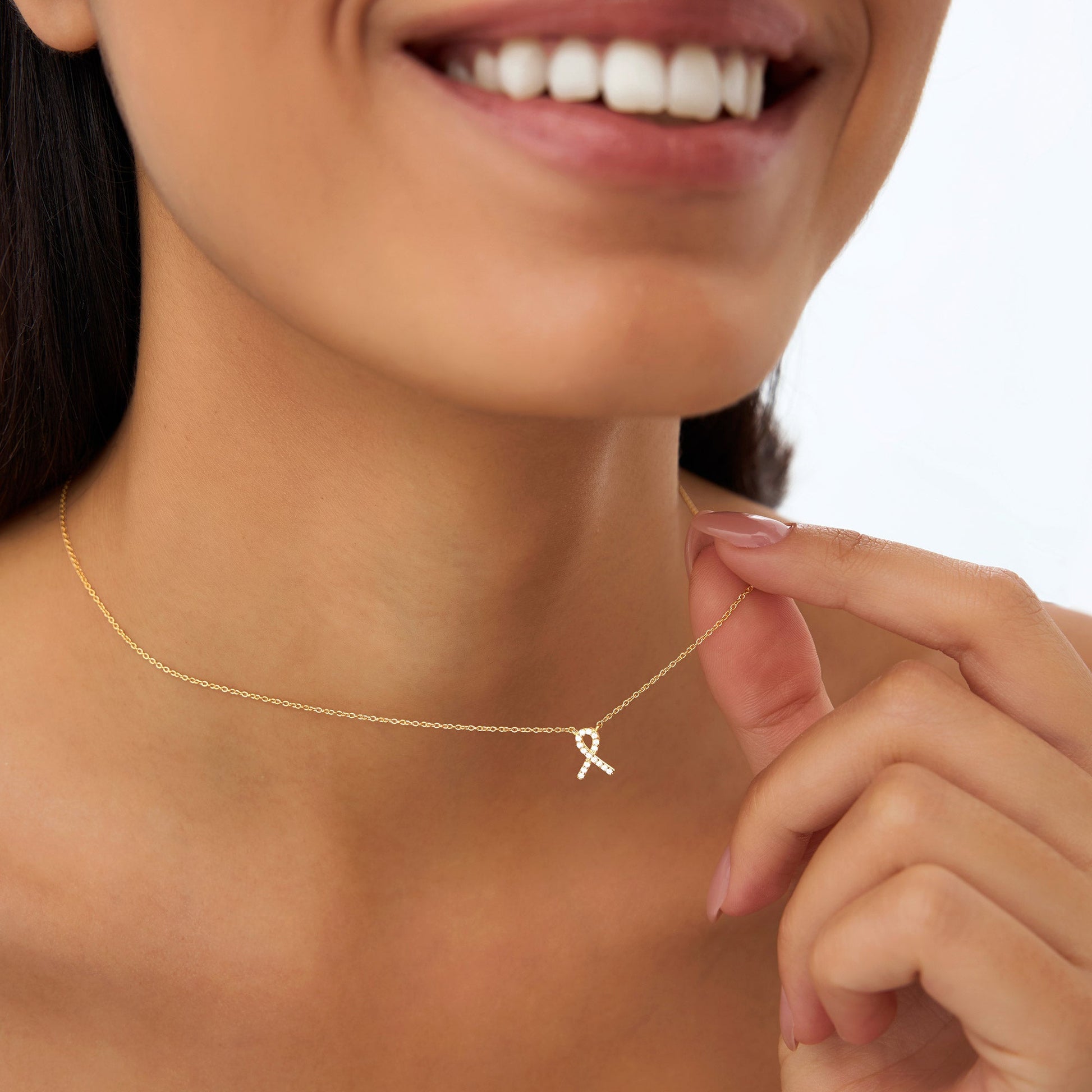 14k Diamond Ribbon Necklace