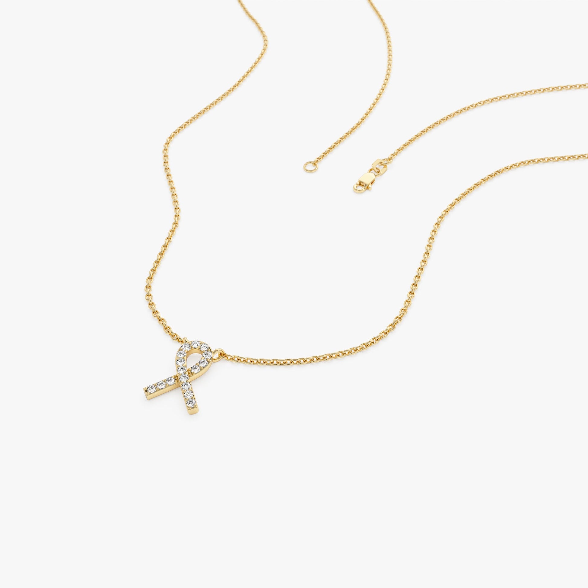 14k Diamond Ribbon Necklace