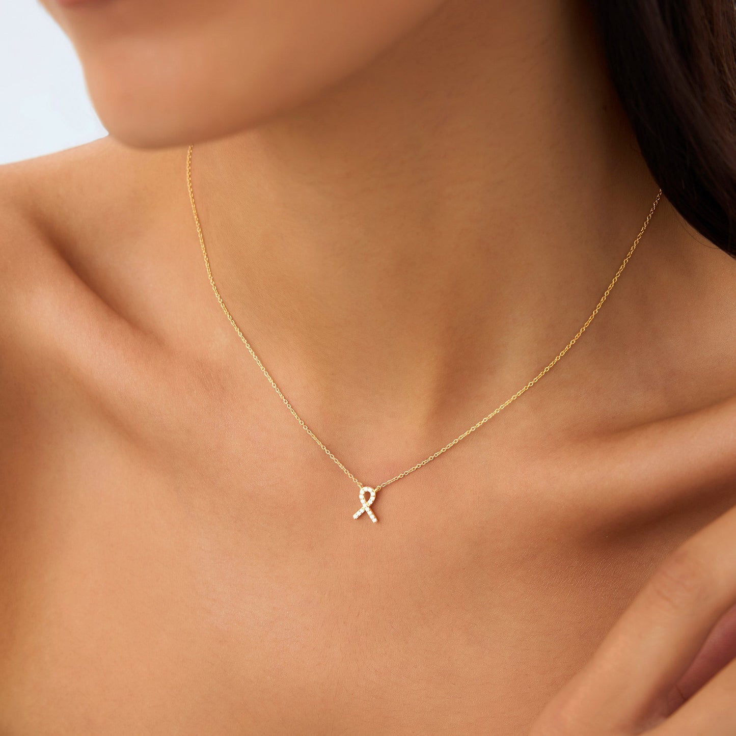 14k Diamond Ribbon Necklace