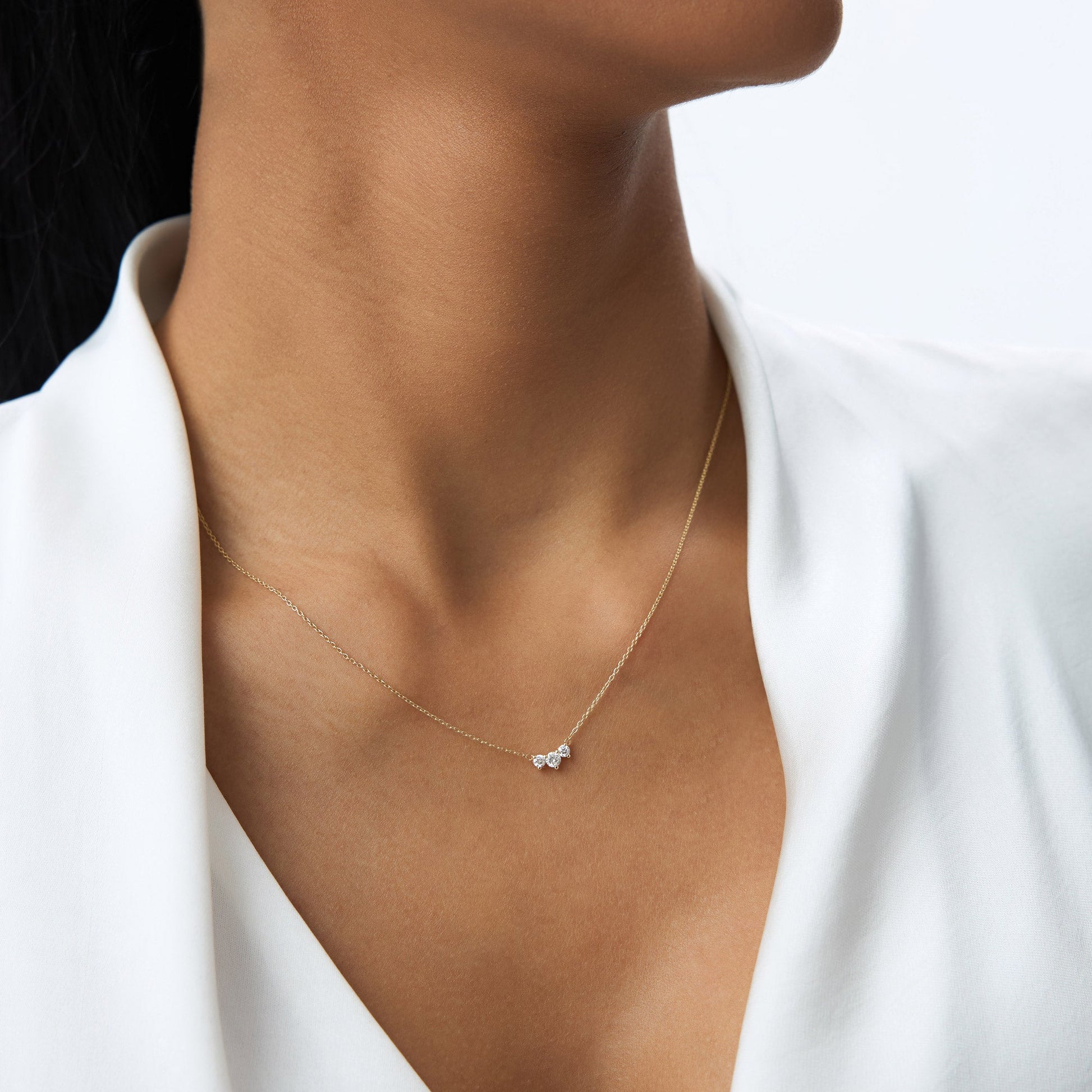 14K Gold Classic Trio Diamond Necklace
