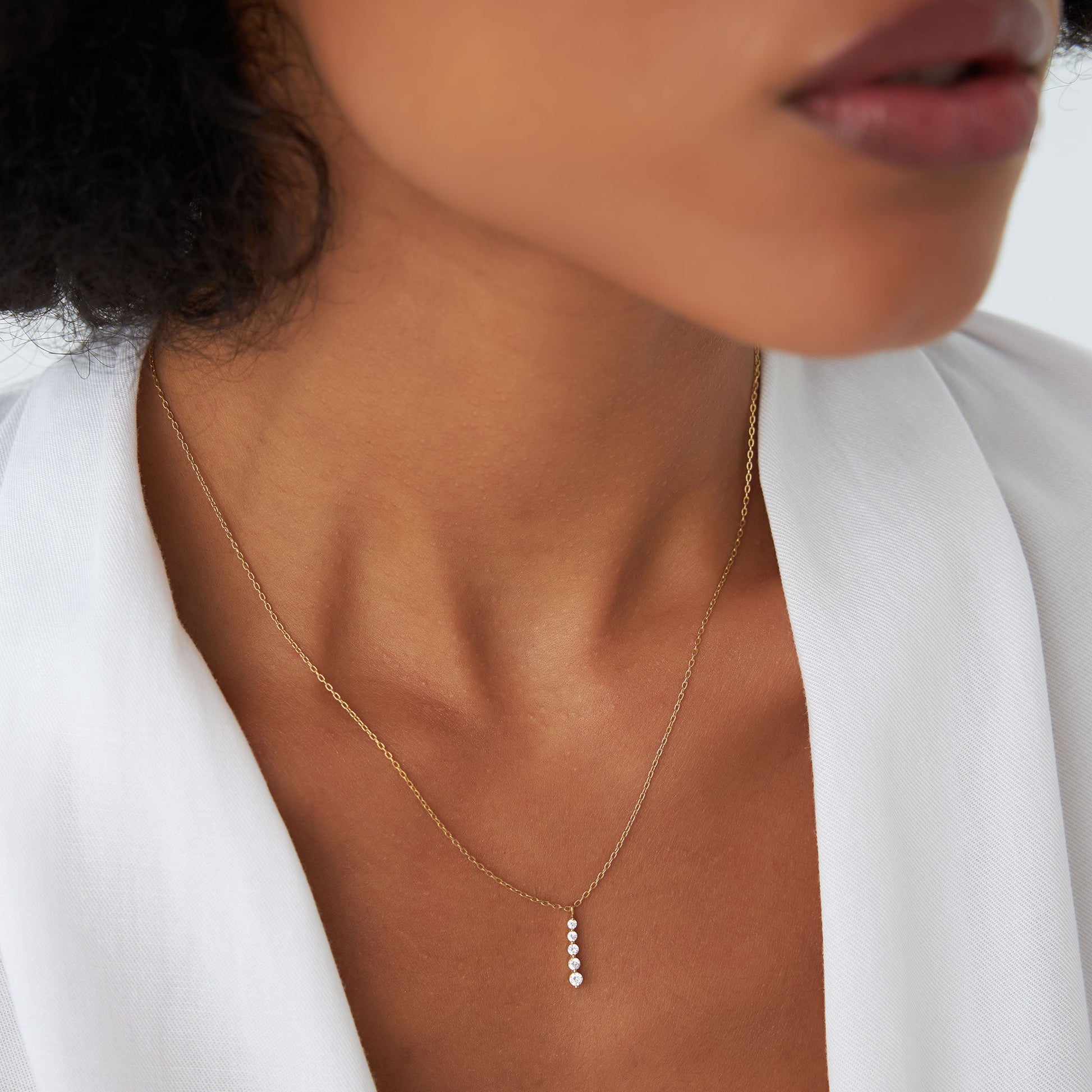 14k Gold Diamond Bar Necklace