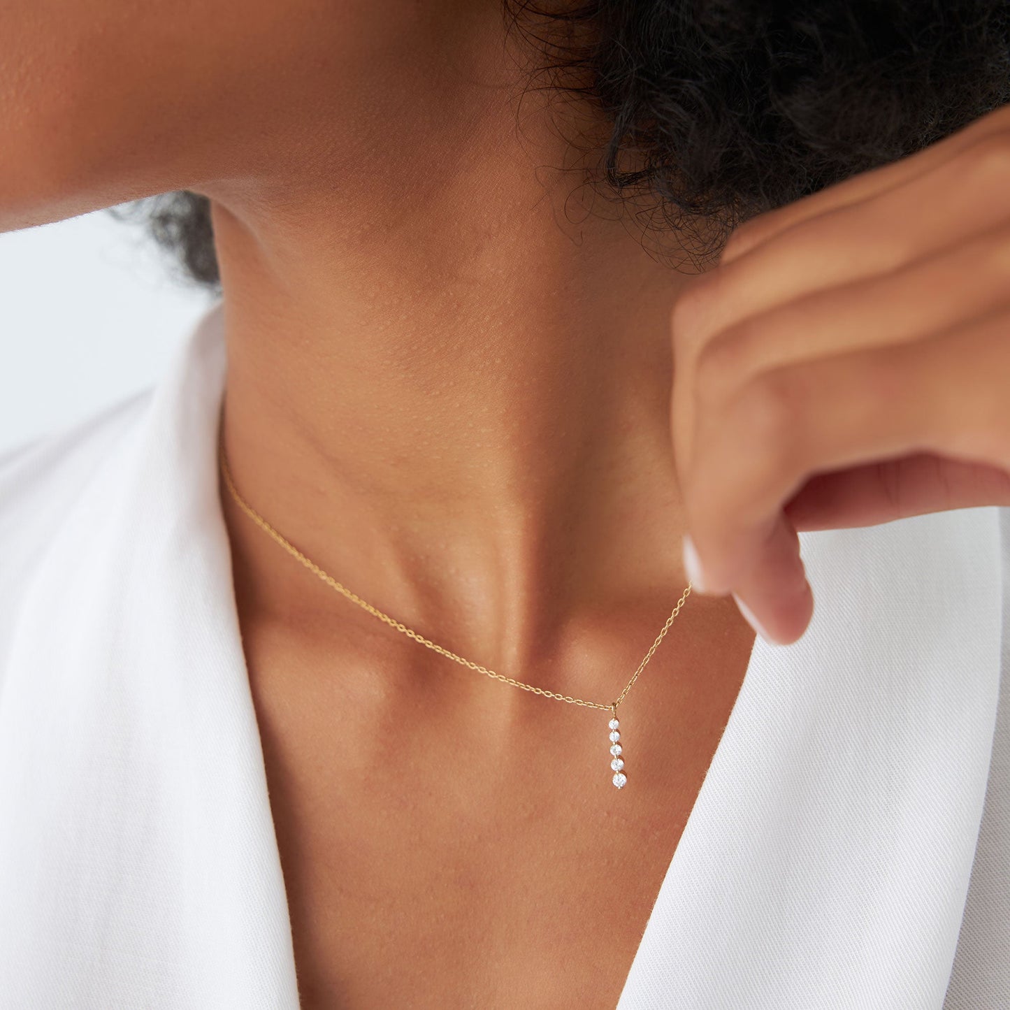14k Gold Diamond Bar Necklace