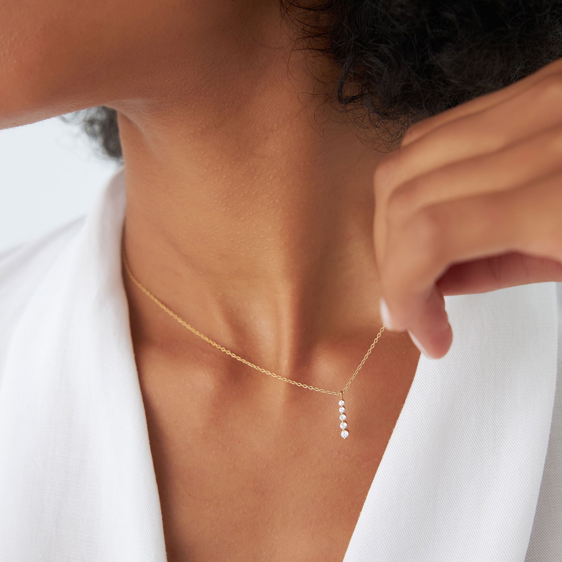 14k Gold Diamond Bar Necklace