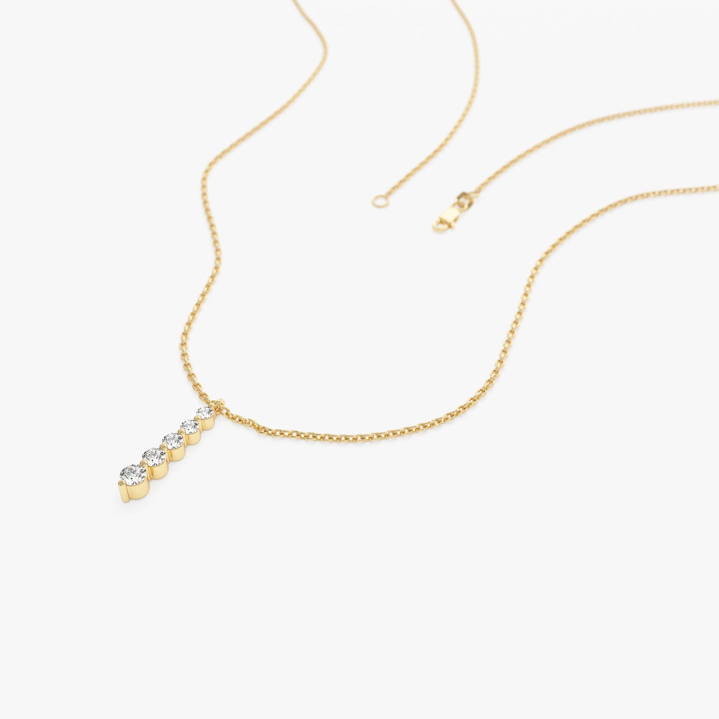 14k Gold Diamond Bar Necklace