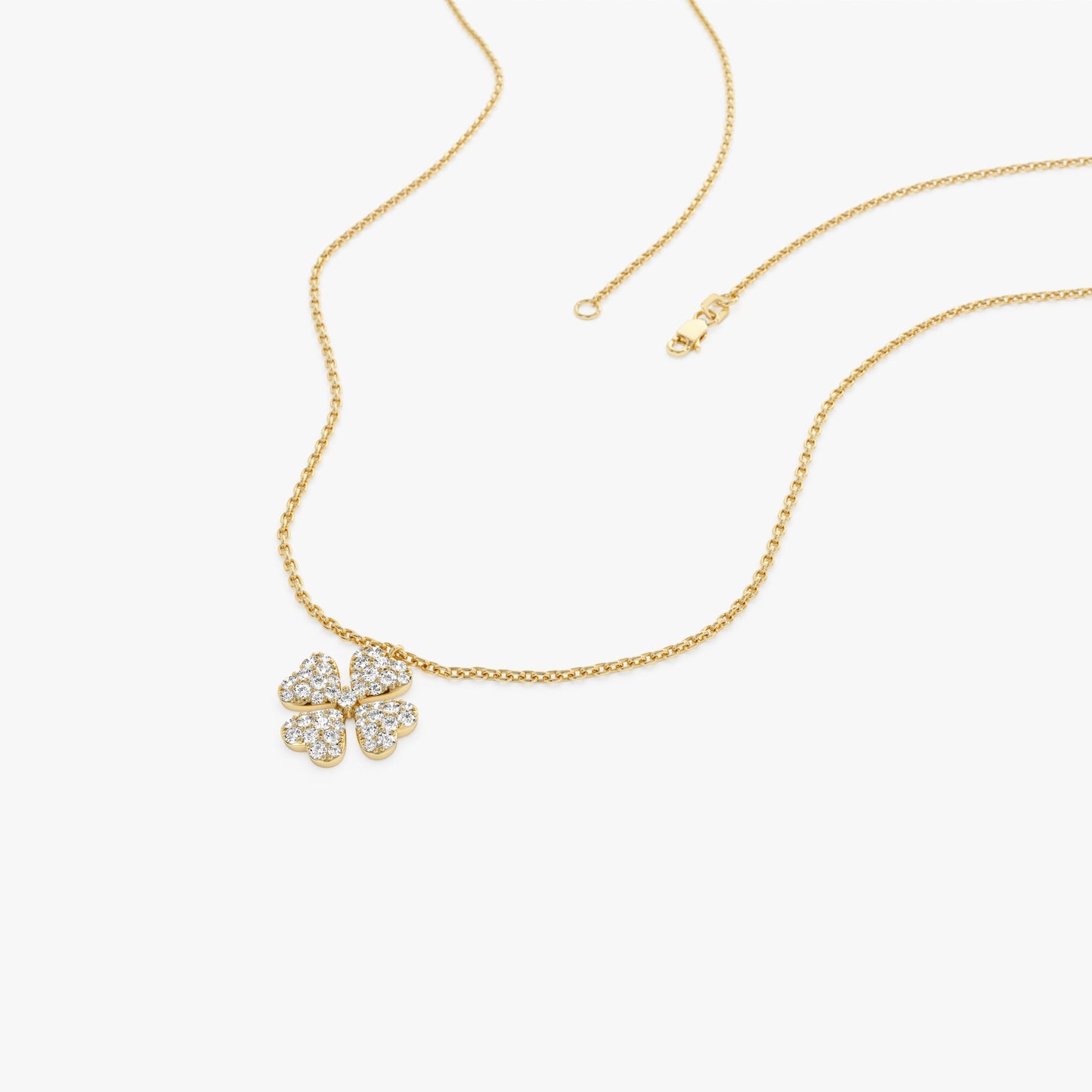 14K Gold Diamond Clover Necklace