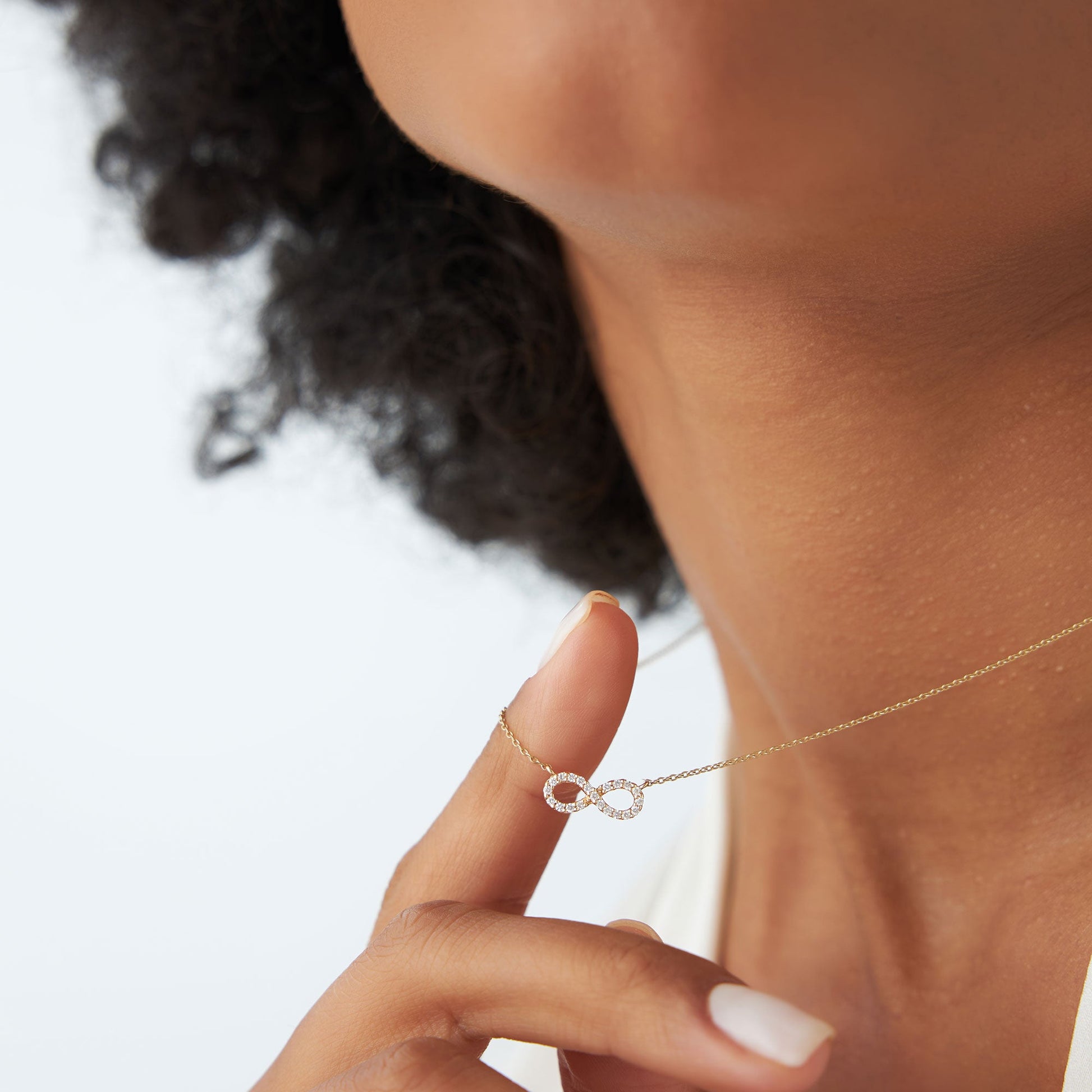 14K Gold Diamond Infinity Necklace