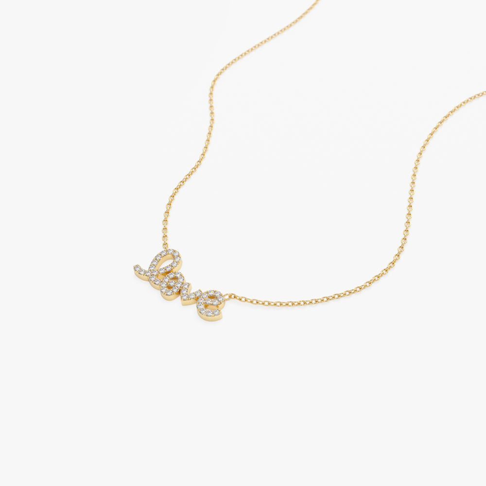 14k Gold Diamond Love Necklace