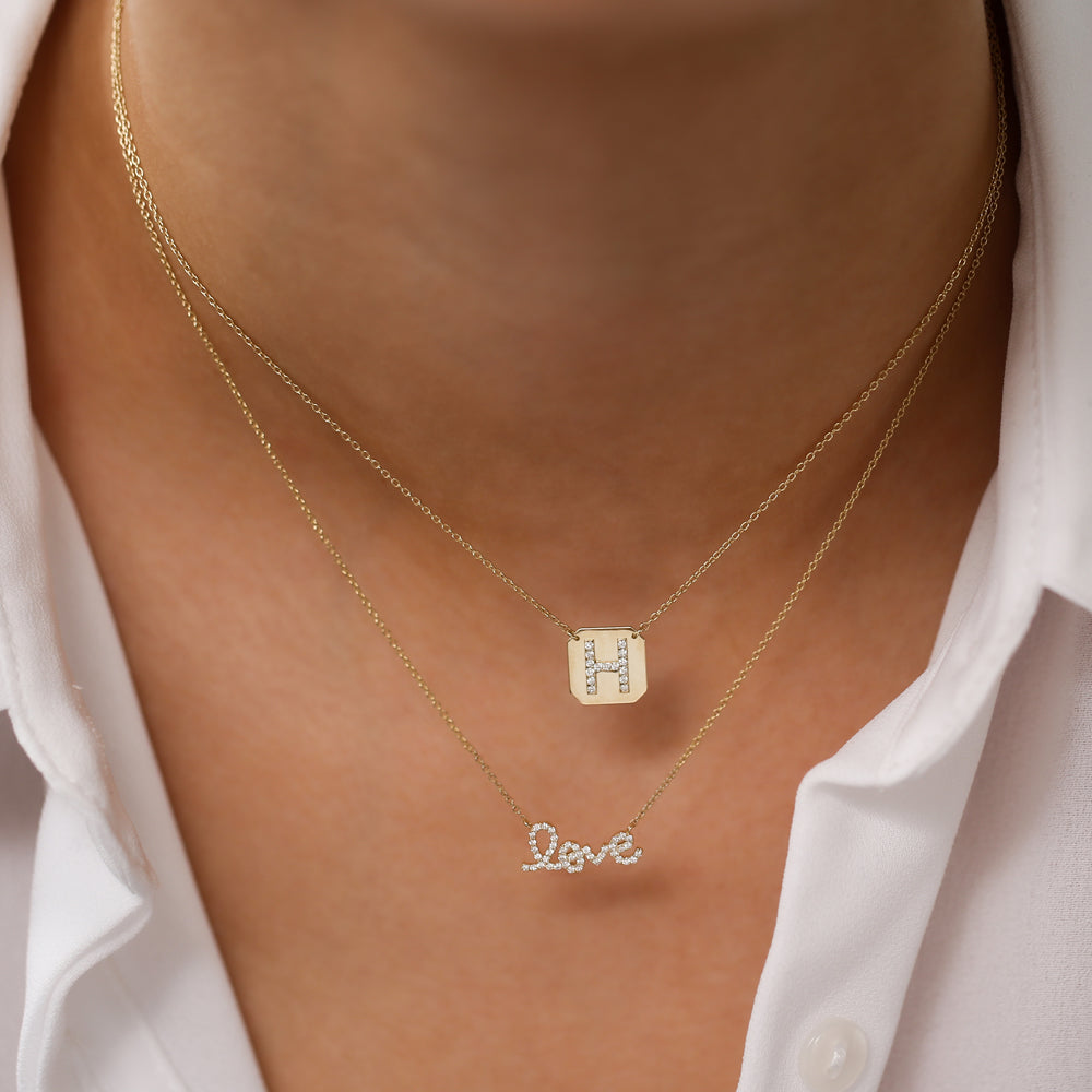 14k Gold Diamond Love Necklace